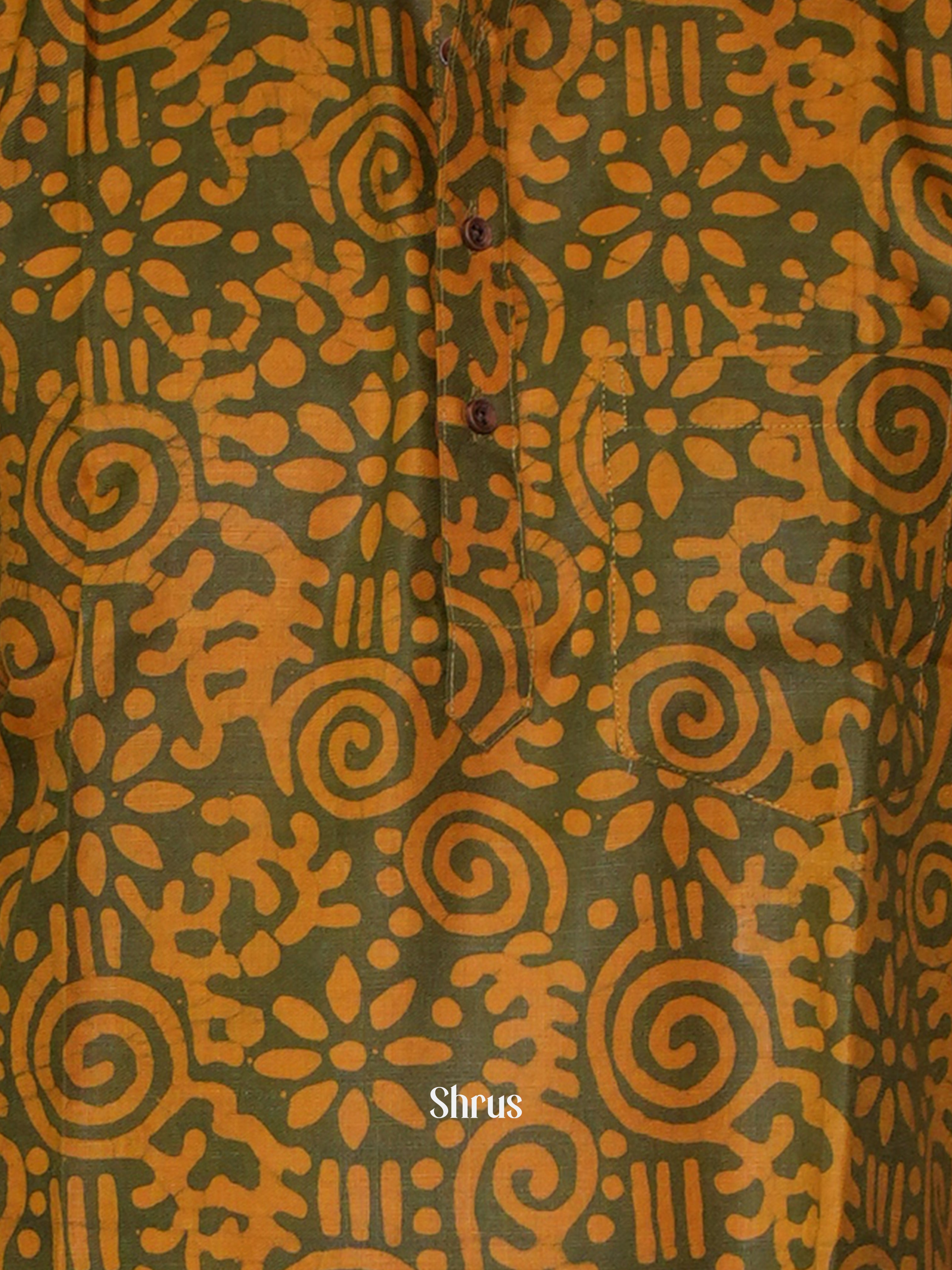 Green & Orange - Readymade Mens Kurta - Shop on ShrusEternity.com