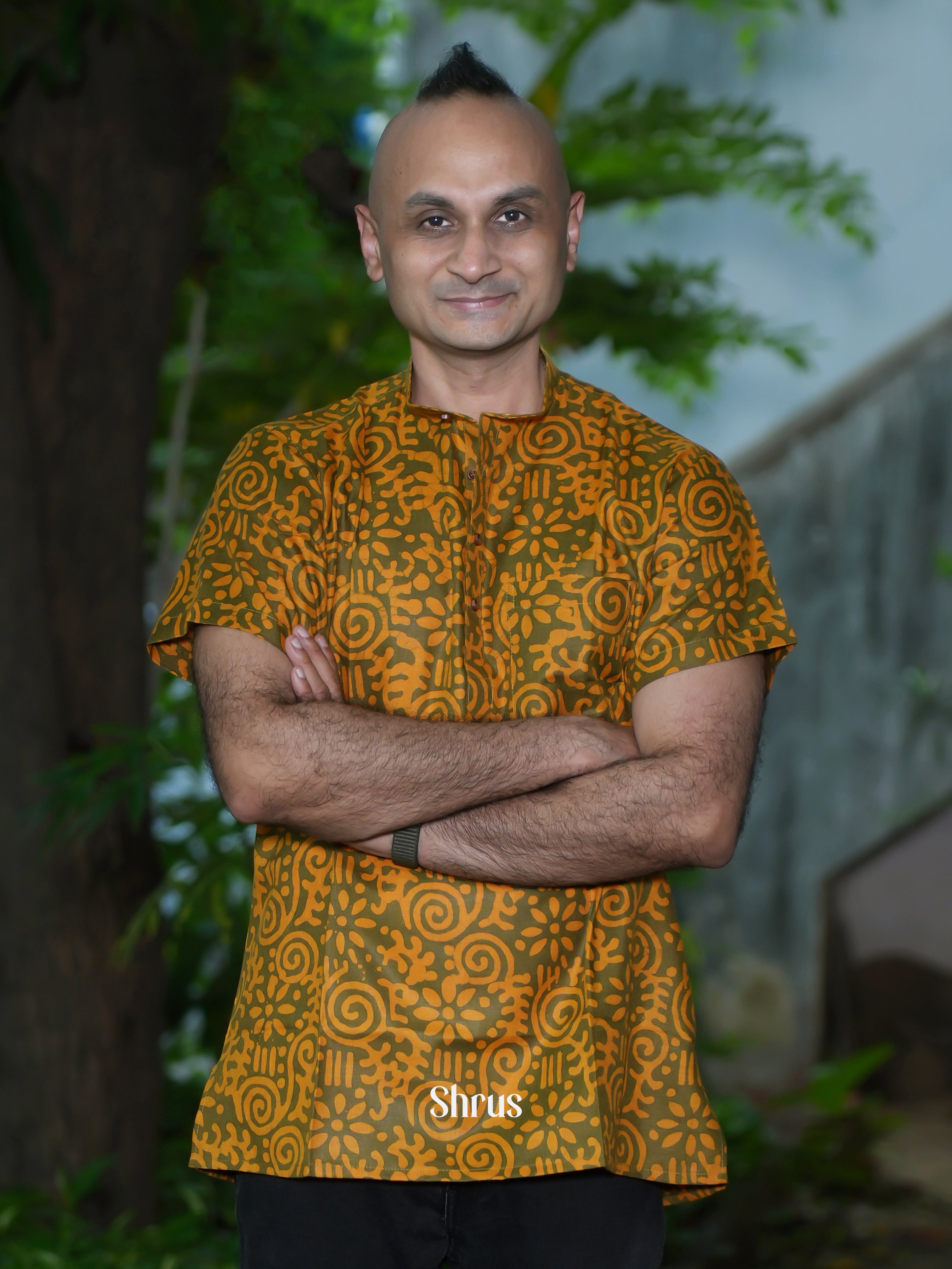 Green & Orange - Readymade Mens Kurta - Shop on ShrusEternity.com