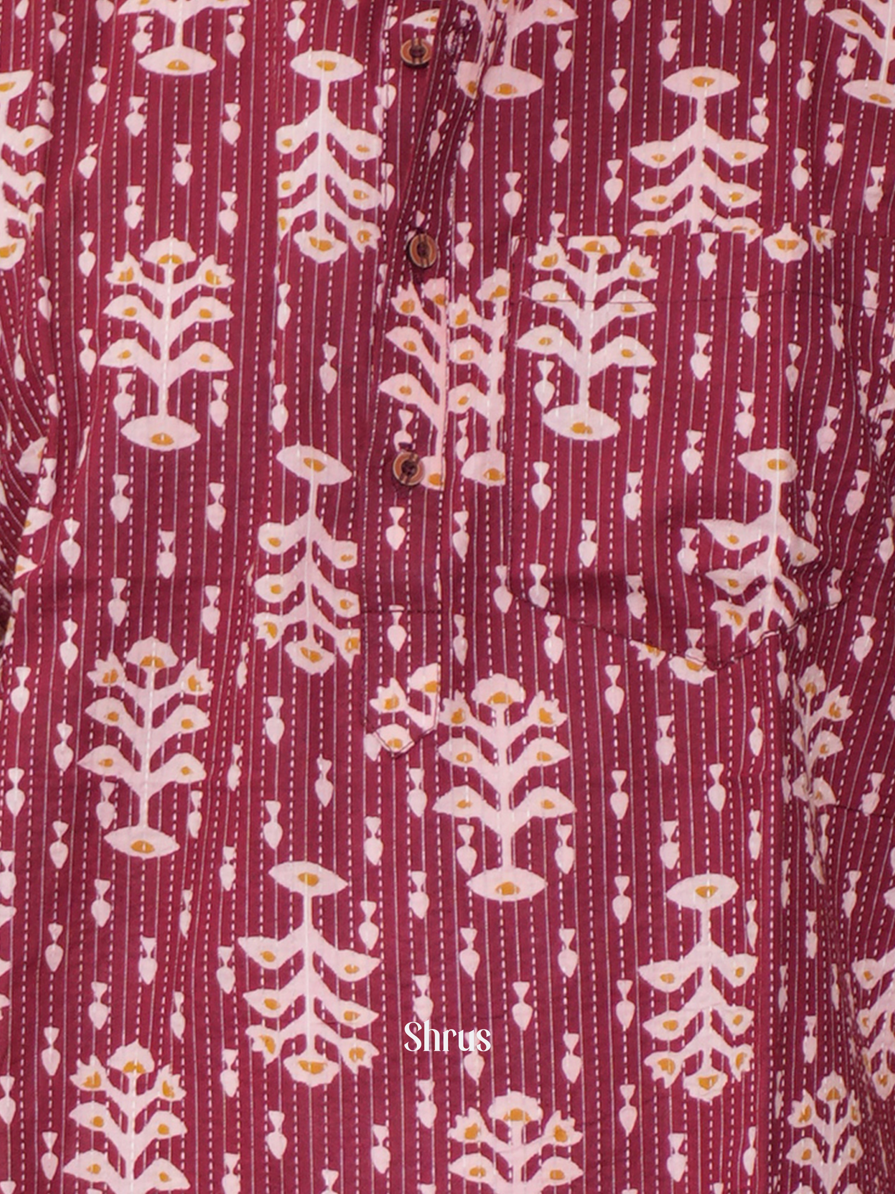 Maroon- Readymade Mens Kurta - Shop on ShrusEternity.com