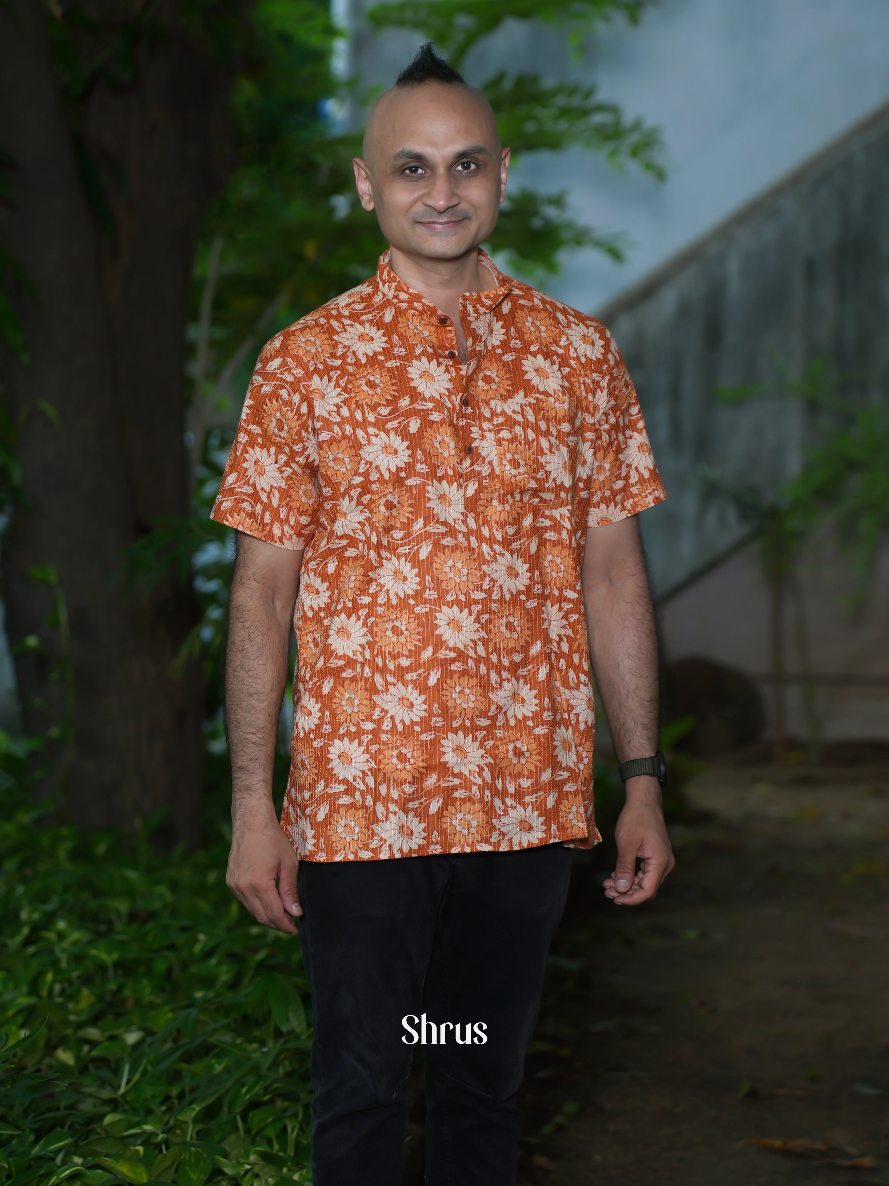 Orange - Readymade Mens Kurta - Shop on ShrusEternity.com