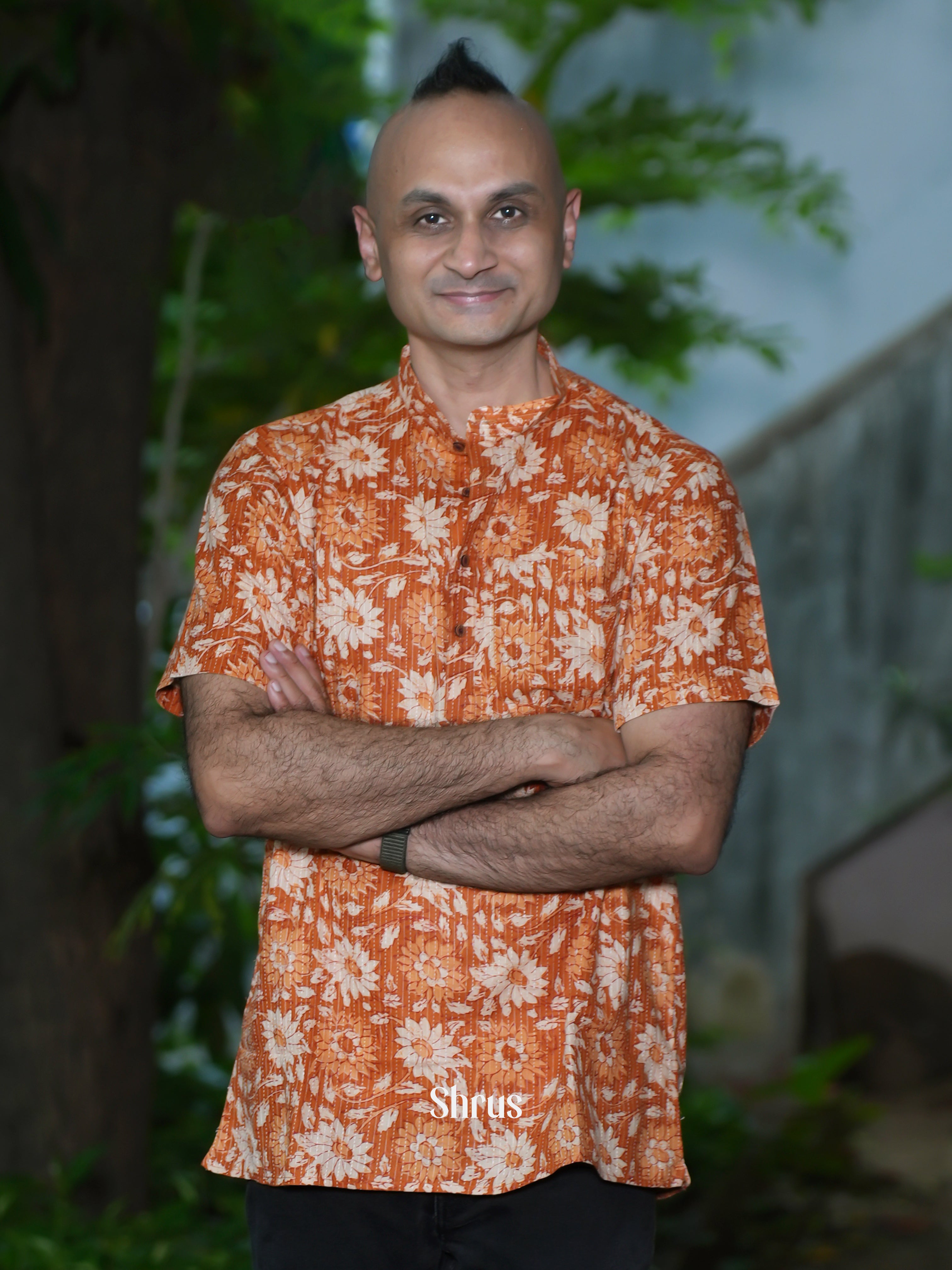 Orange - Readymade Mens Kurta - Shop on ShrusEternity.com