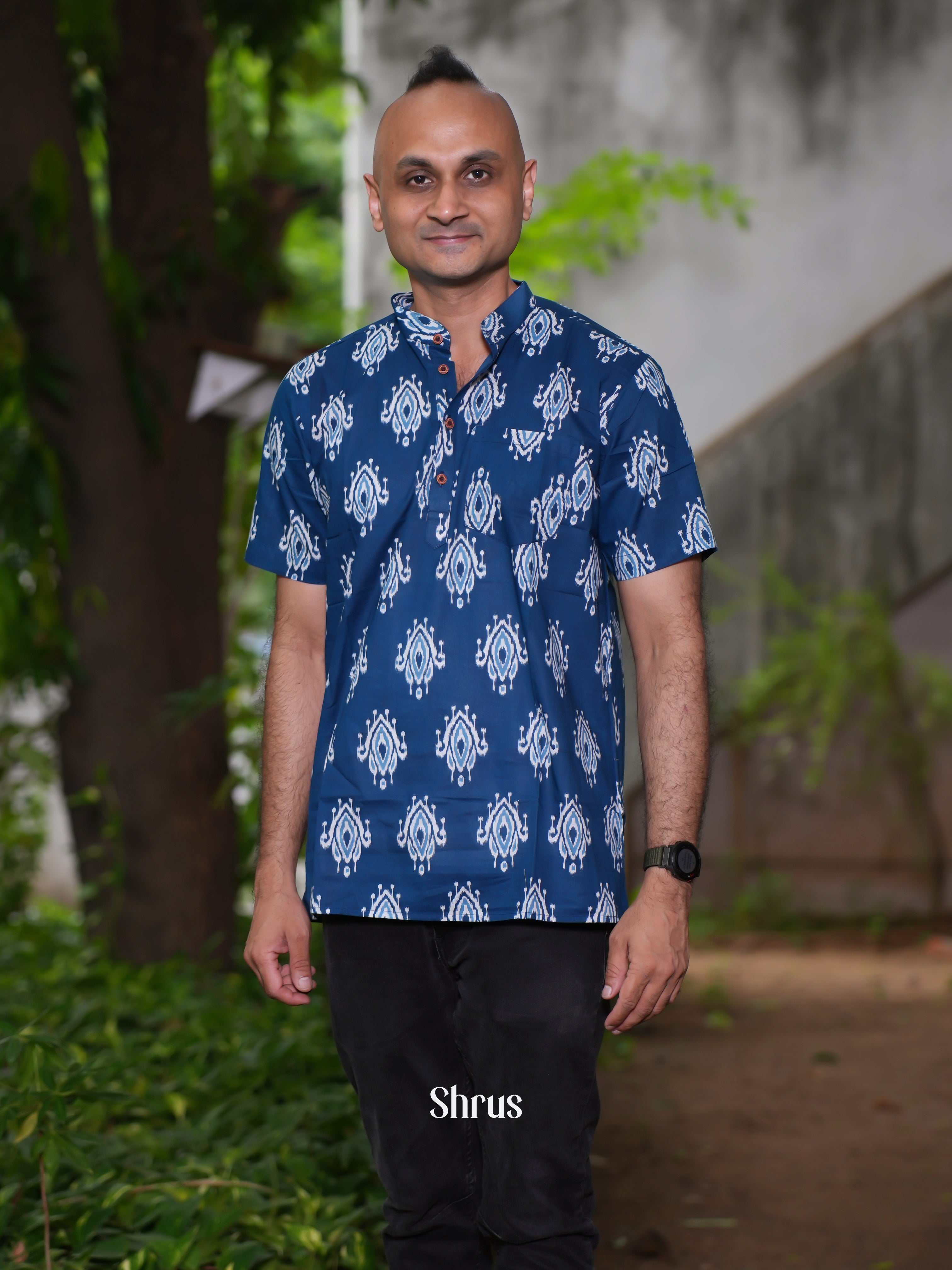 Blue - Readymade Mens Kurta - Shop on ShrusEternity.com