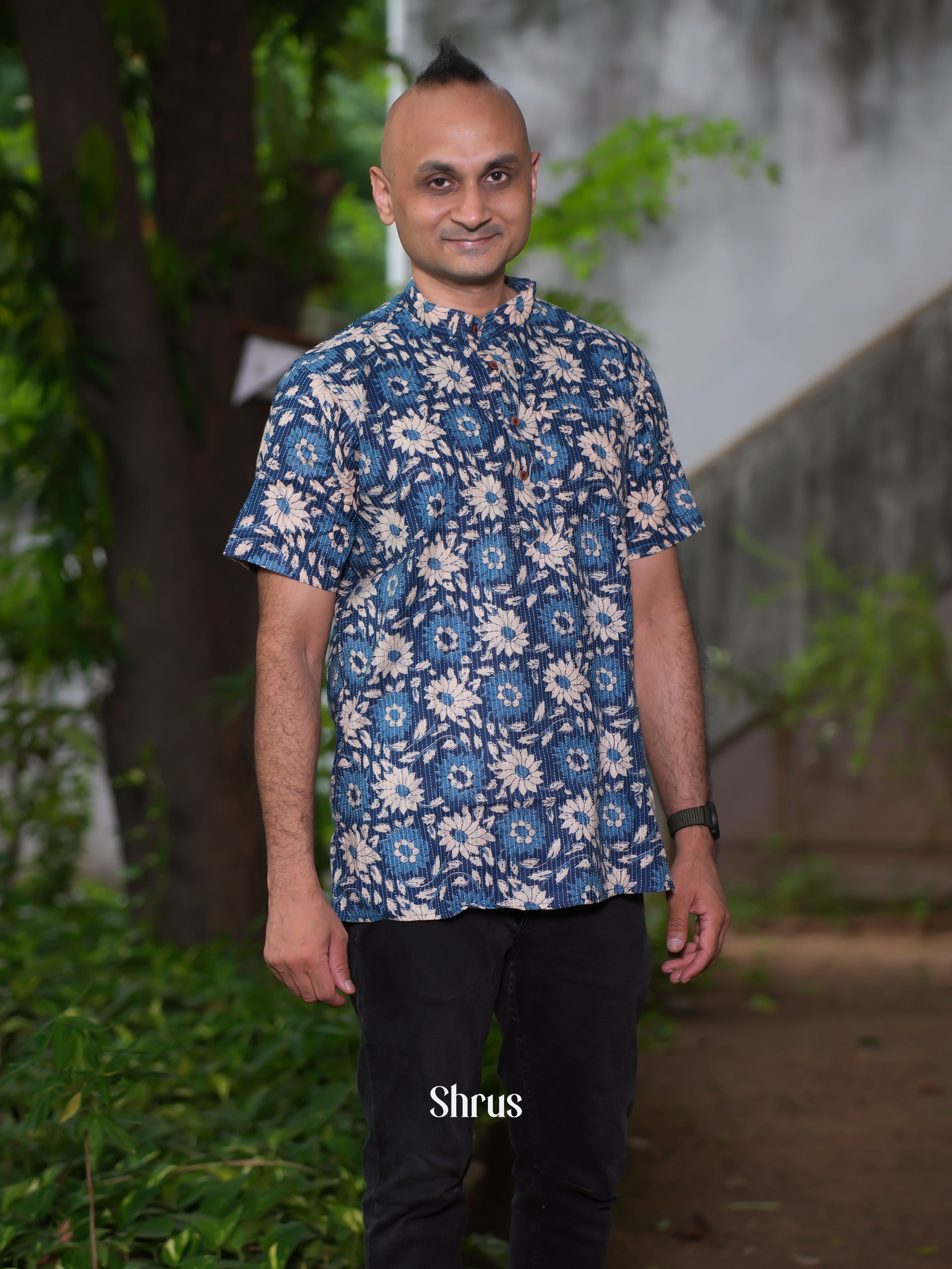 Blue - Readymade Mens Kurta - Shop on ShrusEternity.com