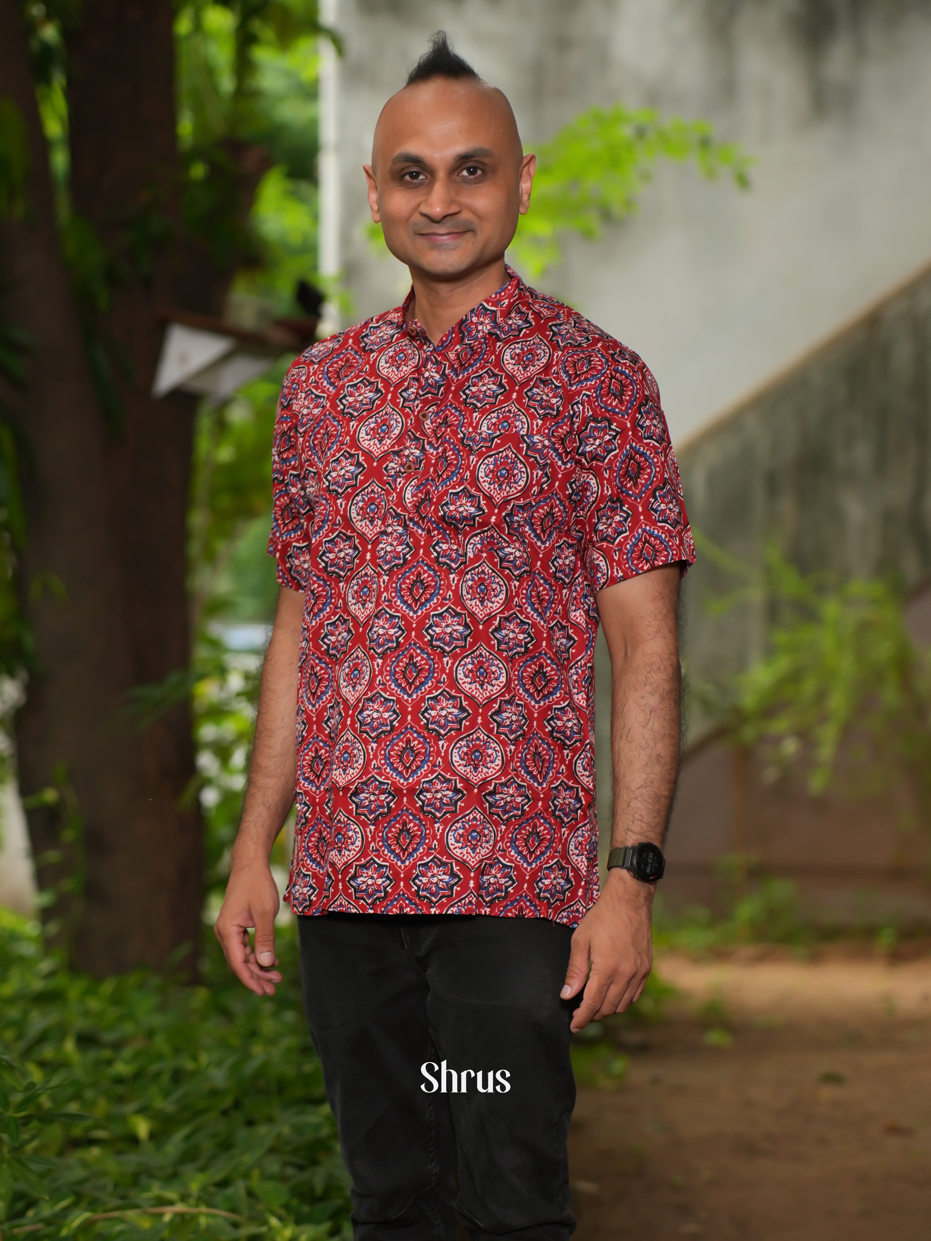 Red- Readymade Mens Kurta - Shop on ShrusEternity.com