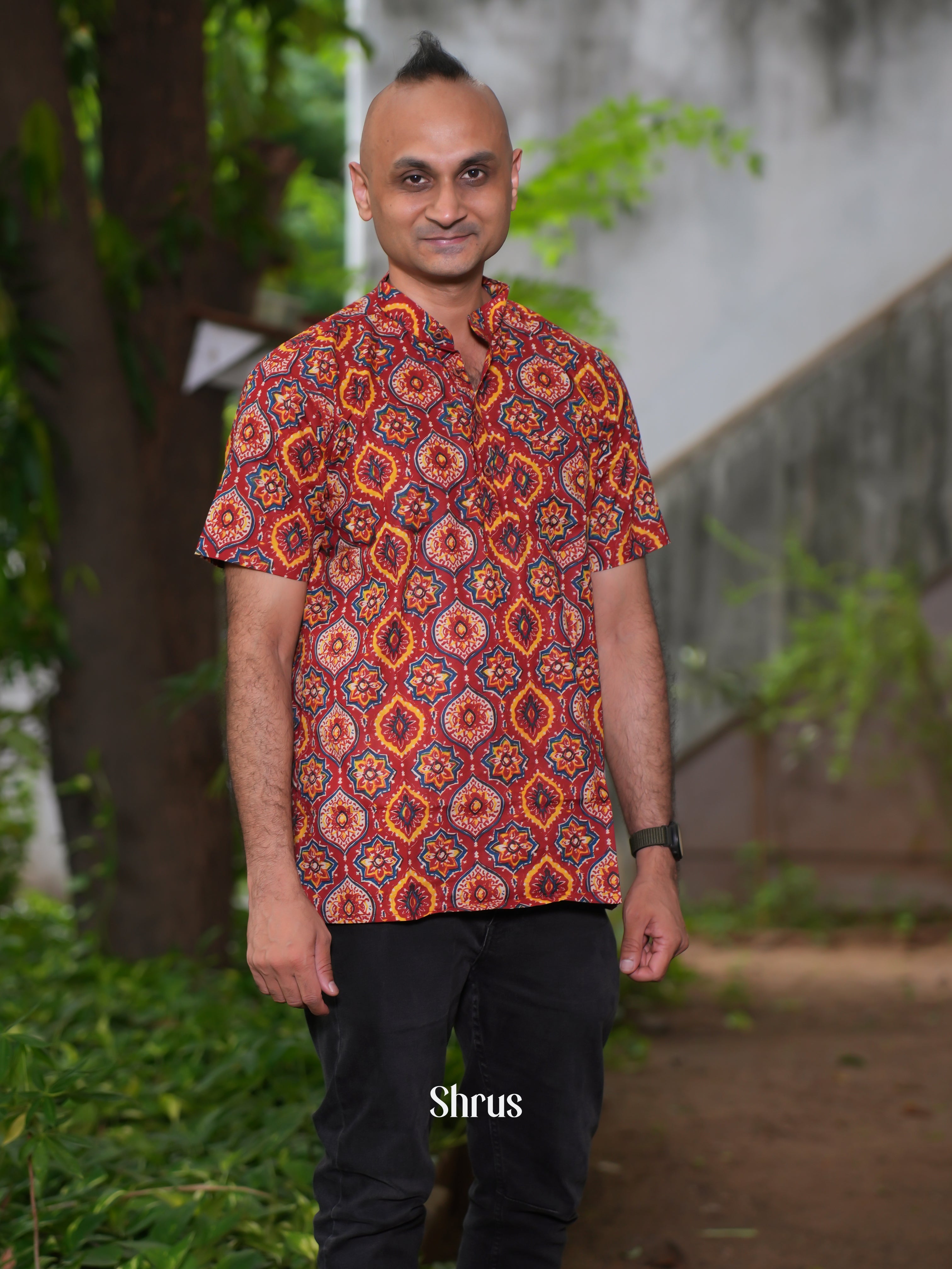 Brick Red - Readymade Mens Kurta - Shop on ShrusEternity.com