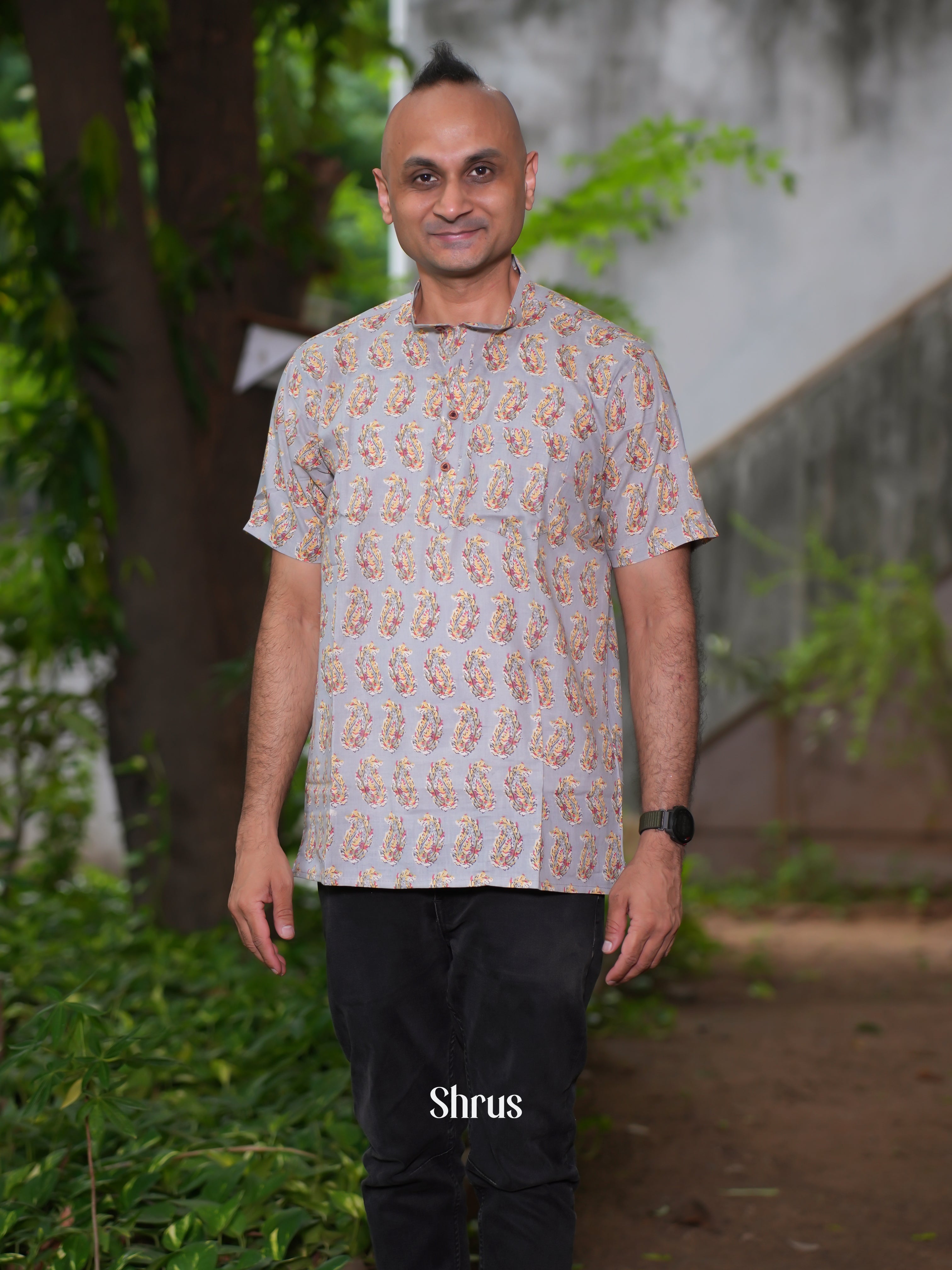 Grey - Readymade Mens Kurta - Shop on ShrusEternity.com