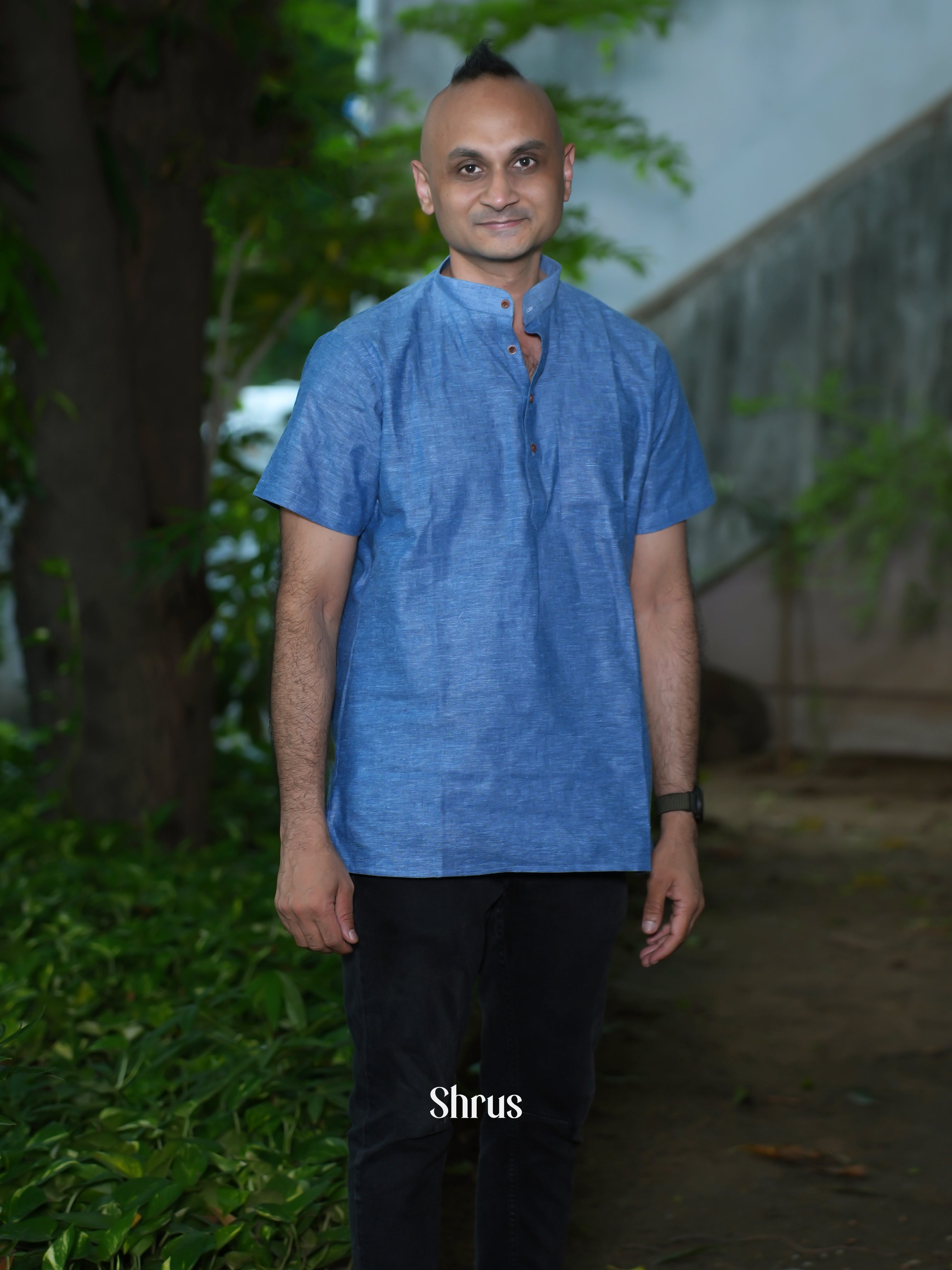 Blue - Readymade Mens Kurta - Shop on ShrusEternity.com