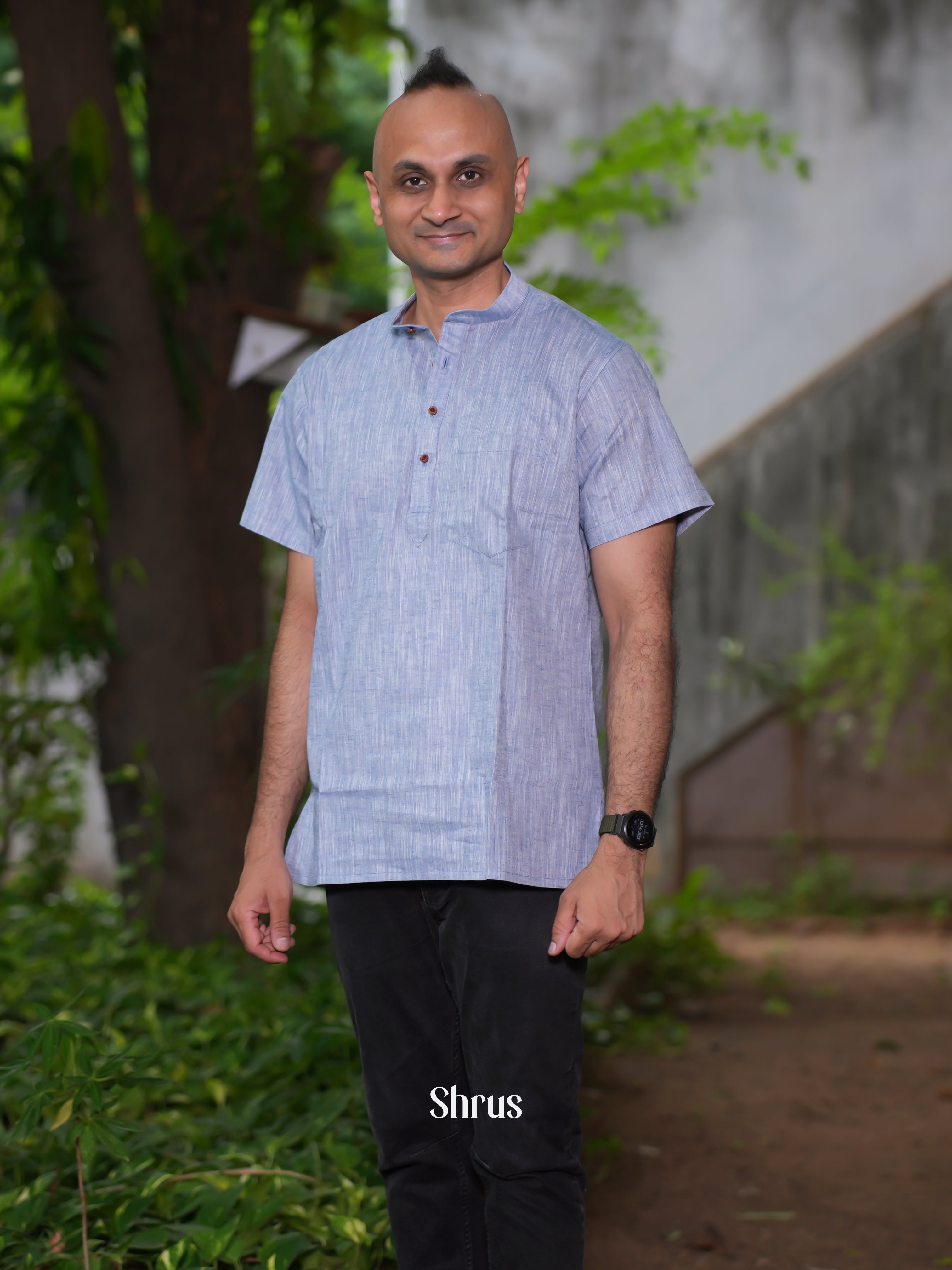 Blue -Readymade Mens Kurta - Shop on ShrusEternity.com