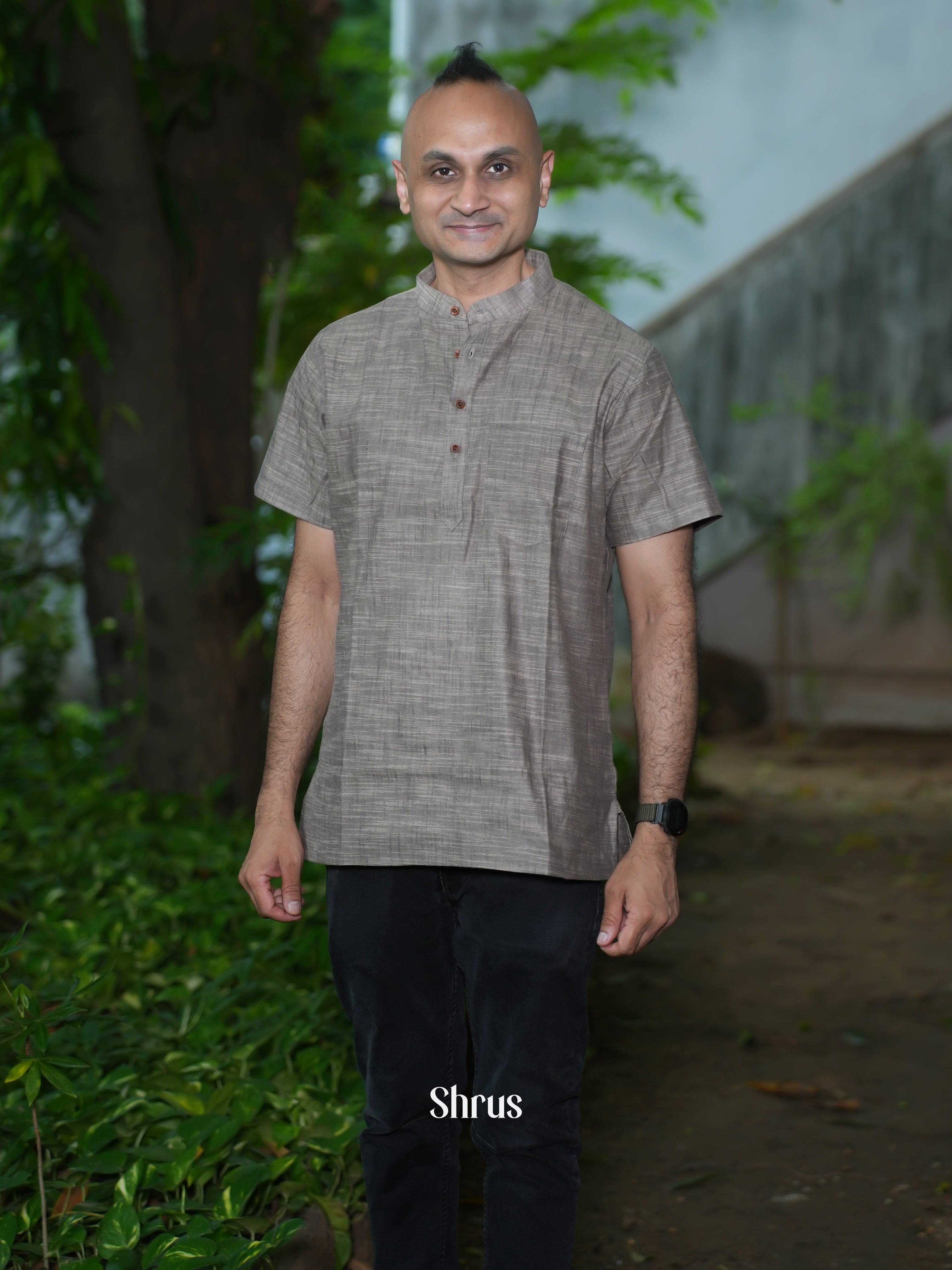 Grey - Readymade Mens Kurta - Shop on ShrusEternity.com