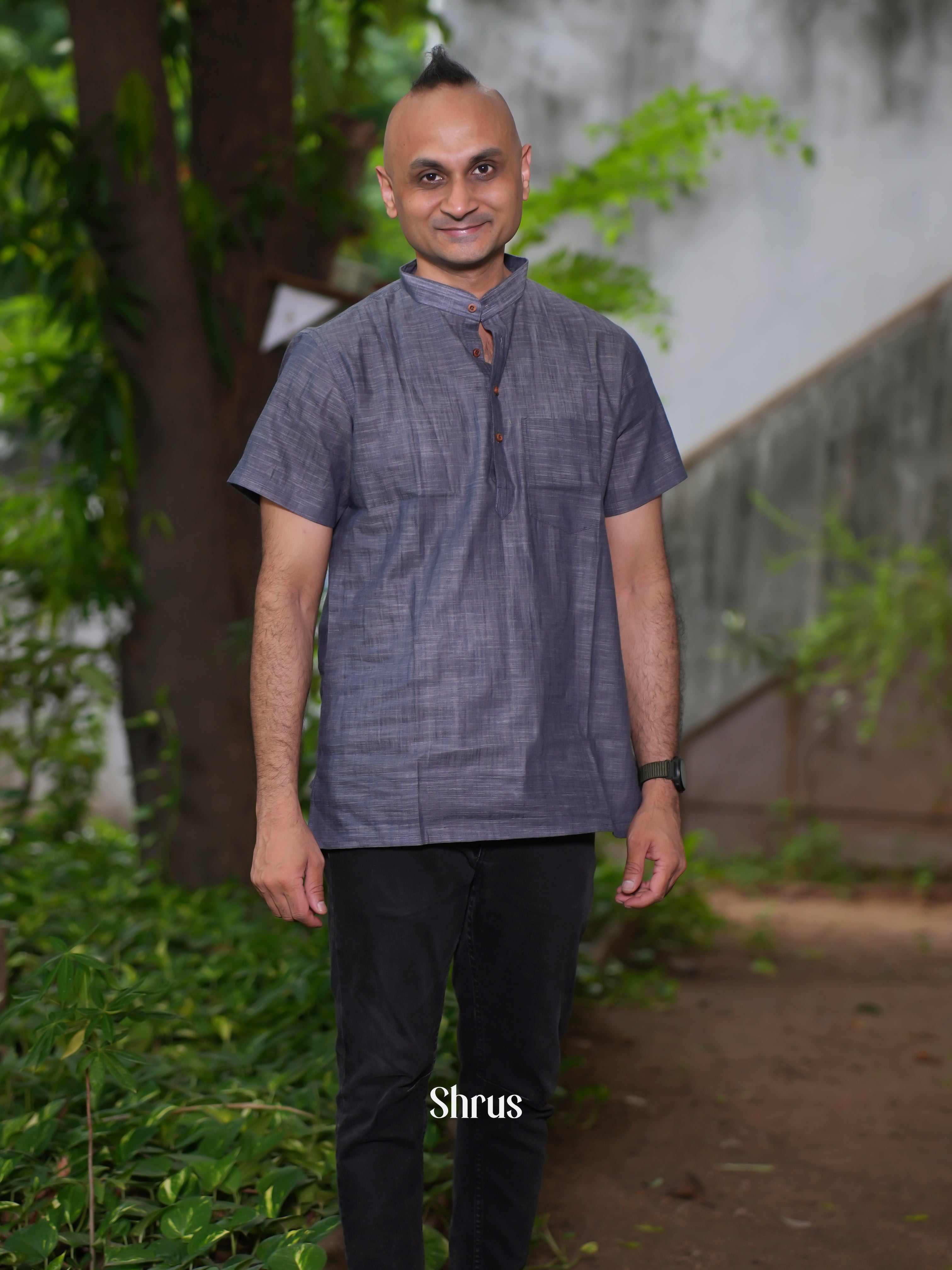 Grey - Readymade Mens Kurta - Shop on ShrusEternity.com