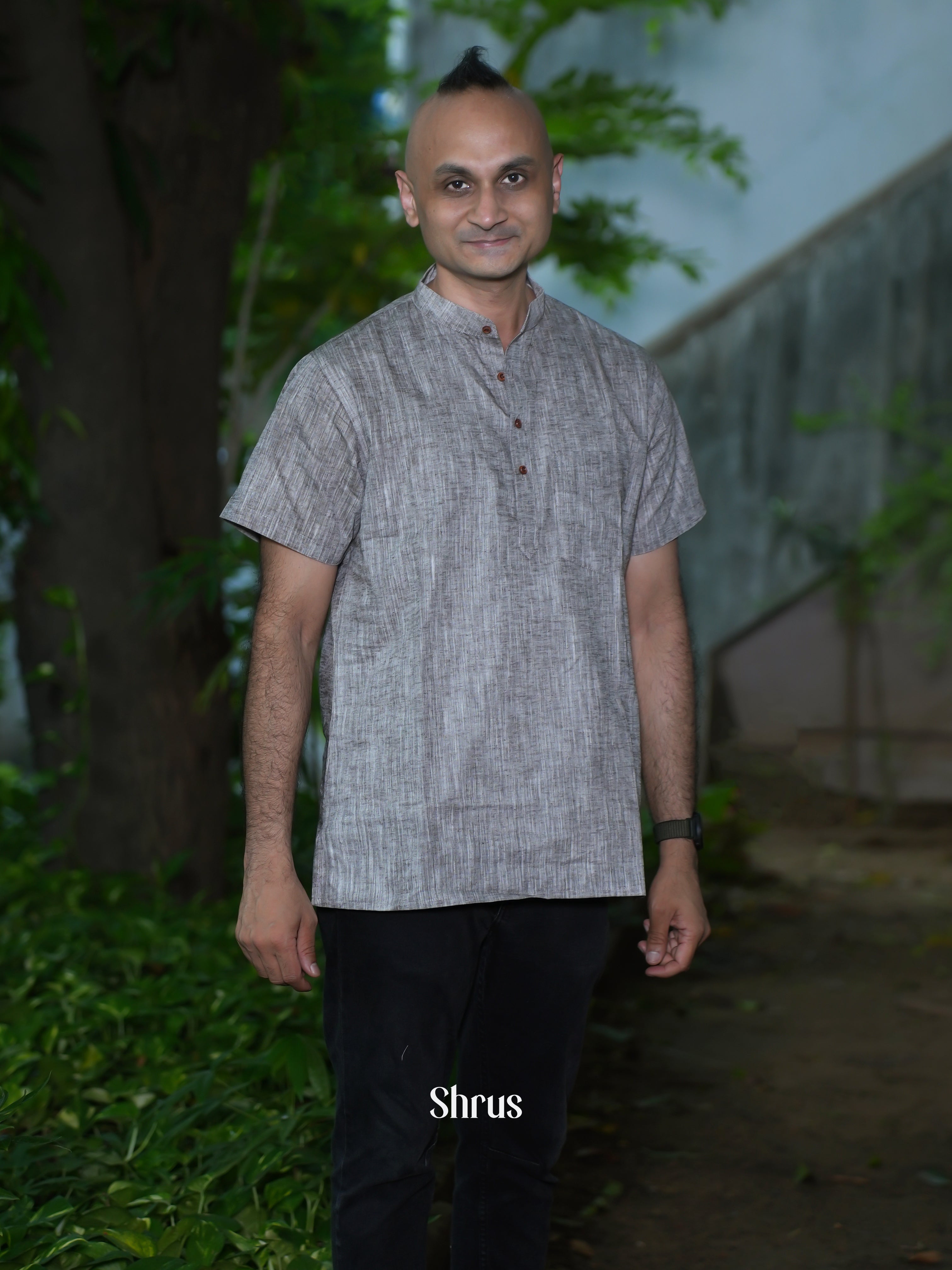 Grey - Readymade Mens Kurta - Shop on ShrusEternity.com