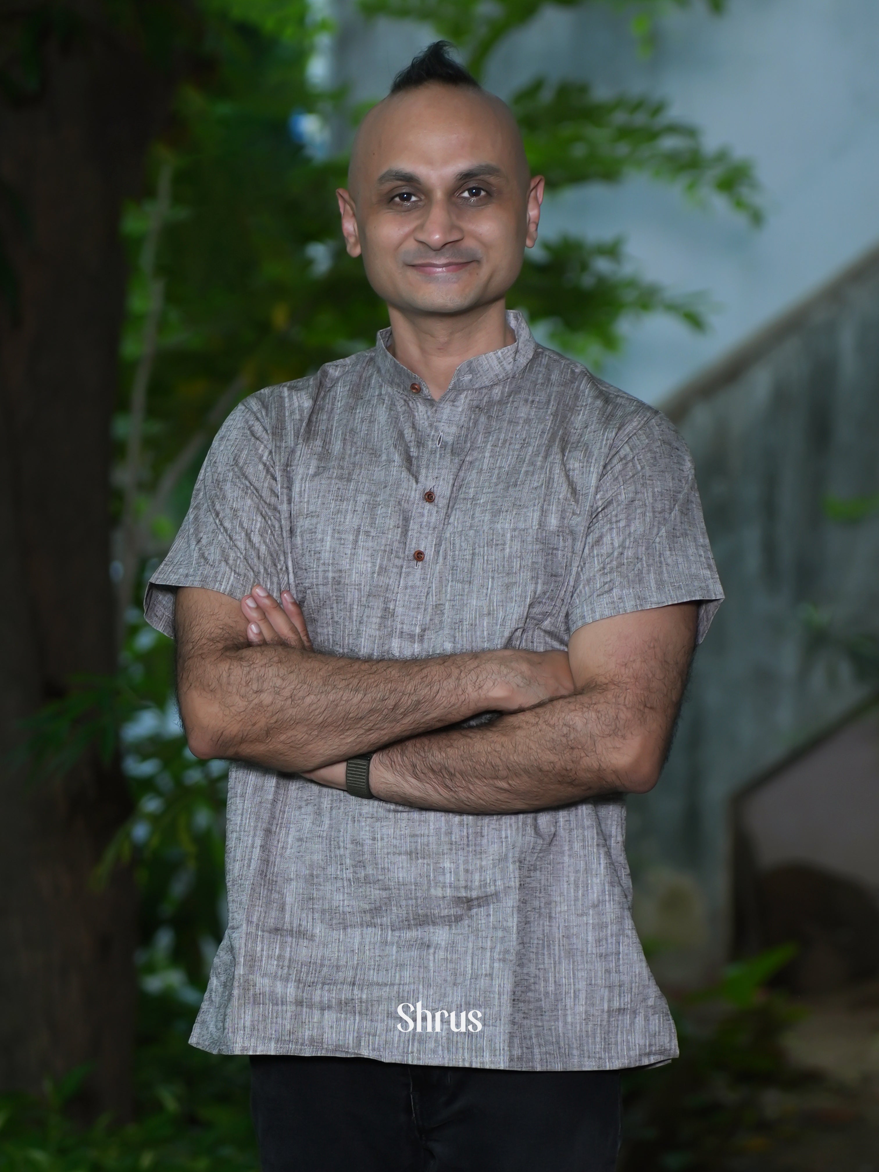 Grey - Readymade Mens Kurta - Shop on ShrusEternity.com