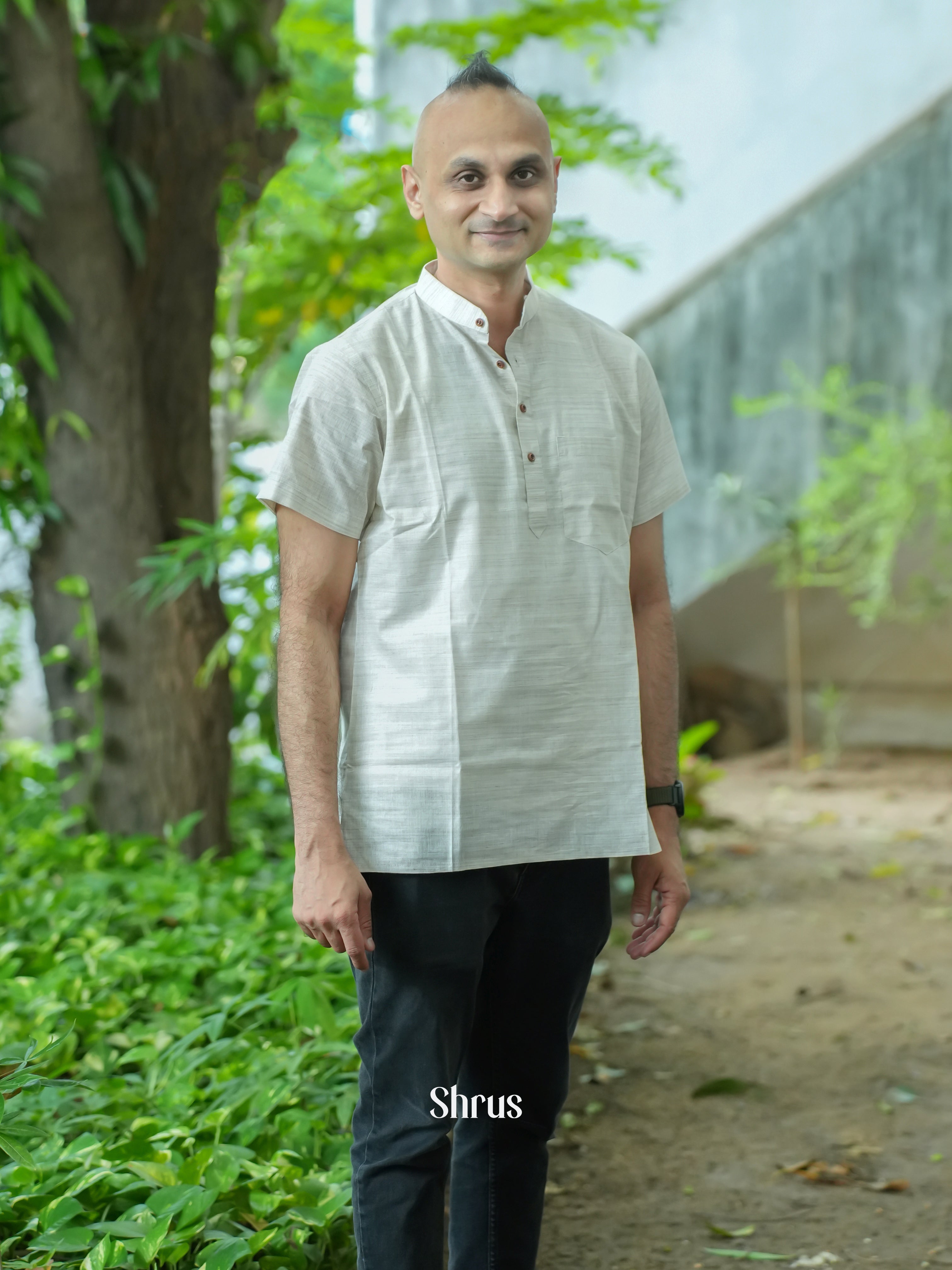 Cream- Readymade Mens Kurta - Shop on ShrusEternity.com