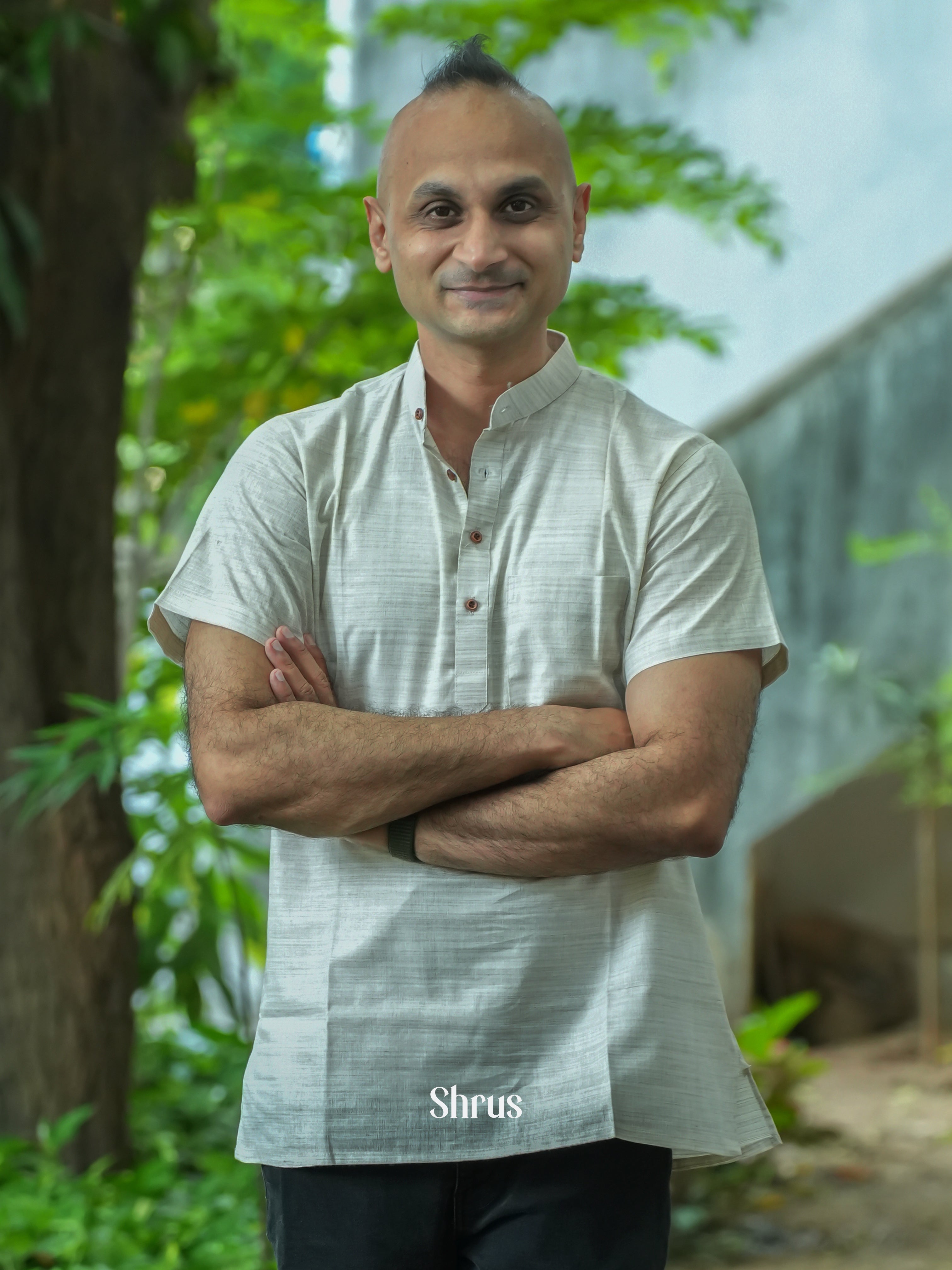 Cream- Readymade Mens Kurta - Shop on ShrusEternity.com