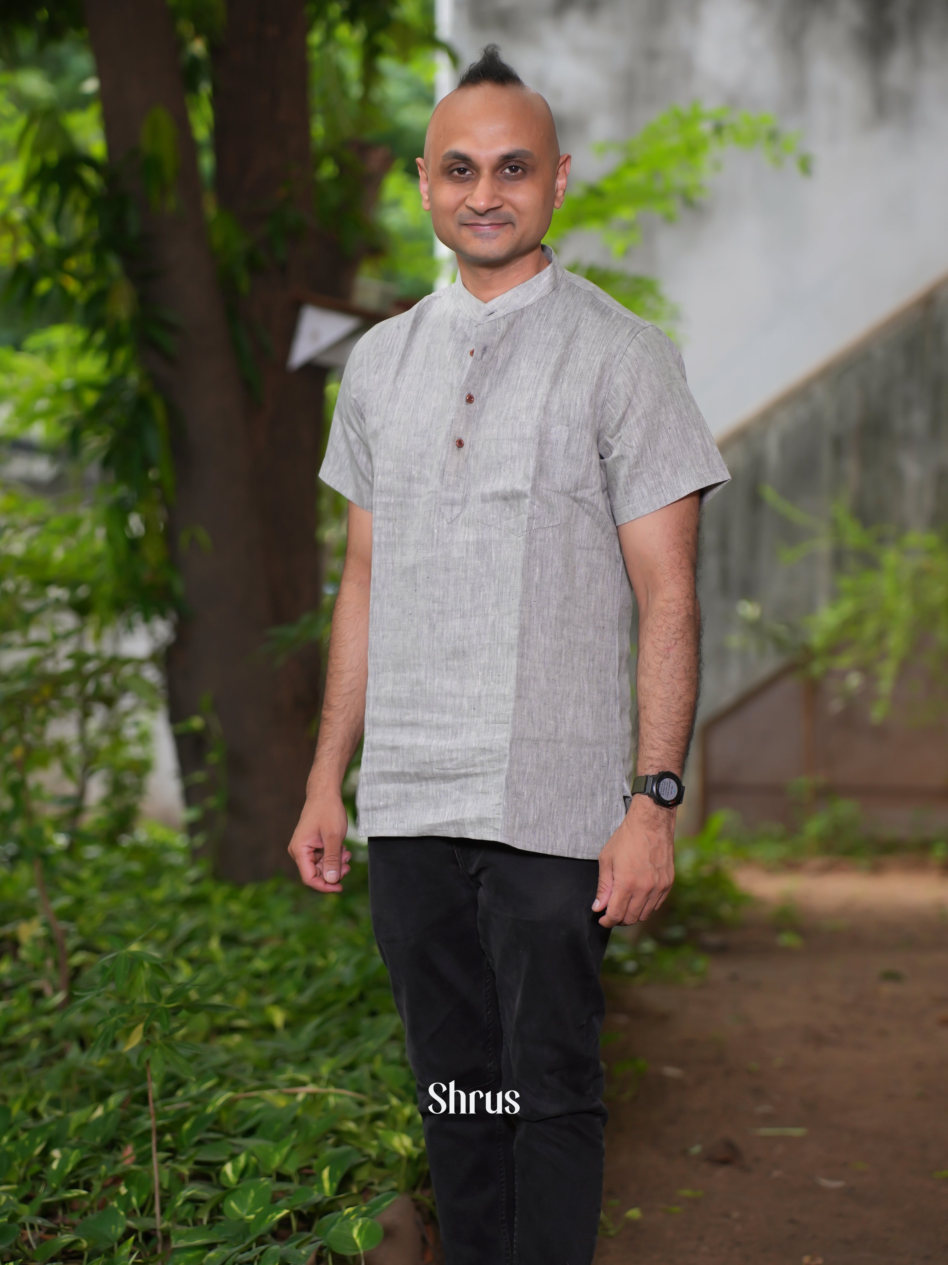 Grey - Readymade Mens Kurta - Shop on ShrusEternity.com