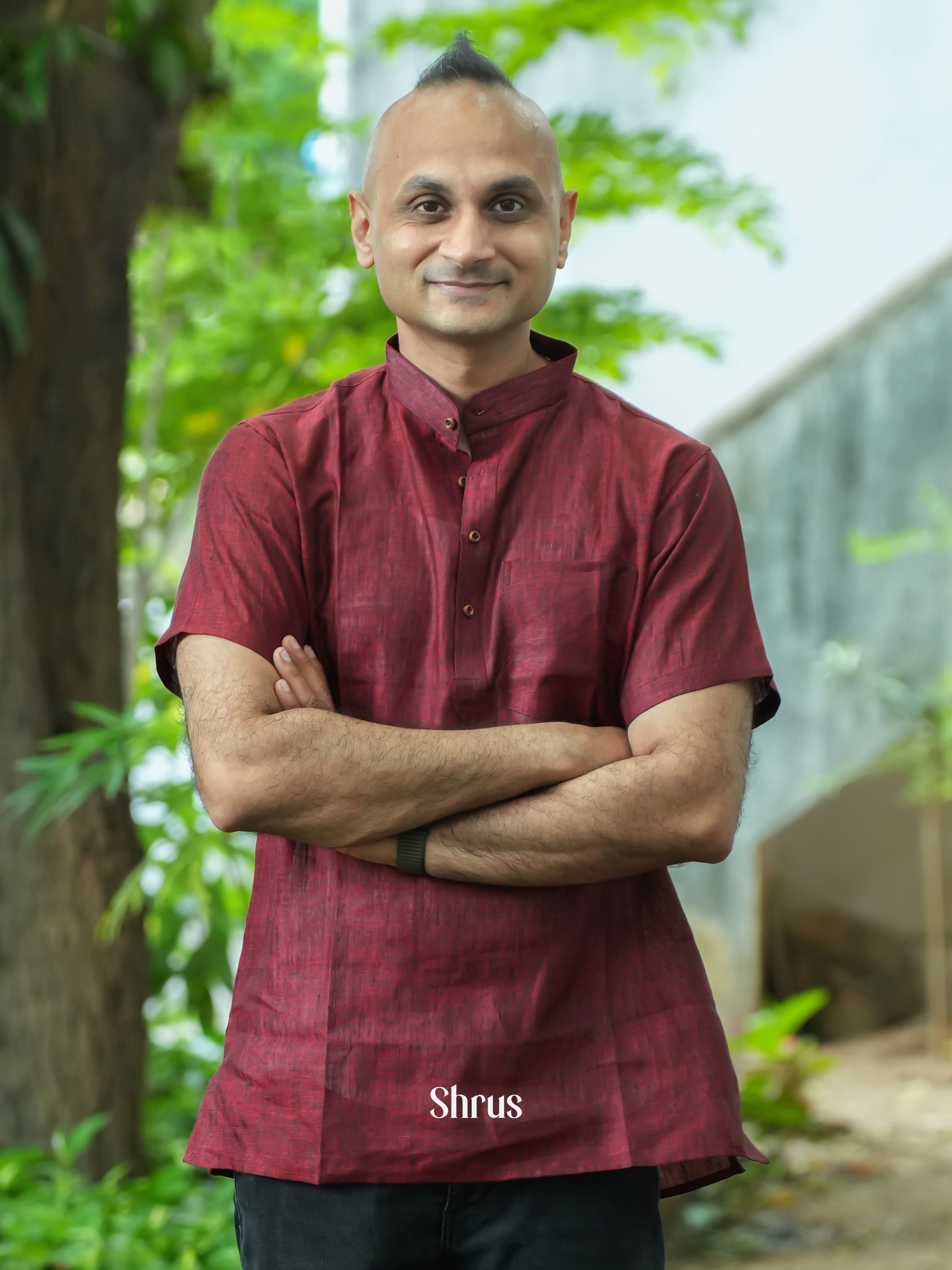 Wine - Readymade Mens Kurta - Shop on ShrusEternity.com