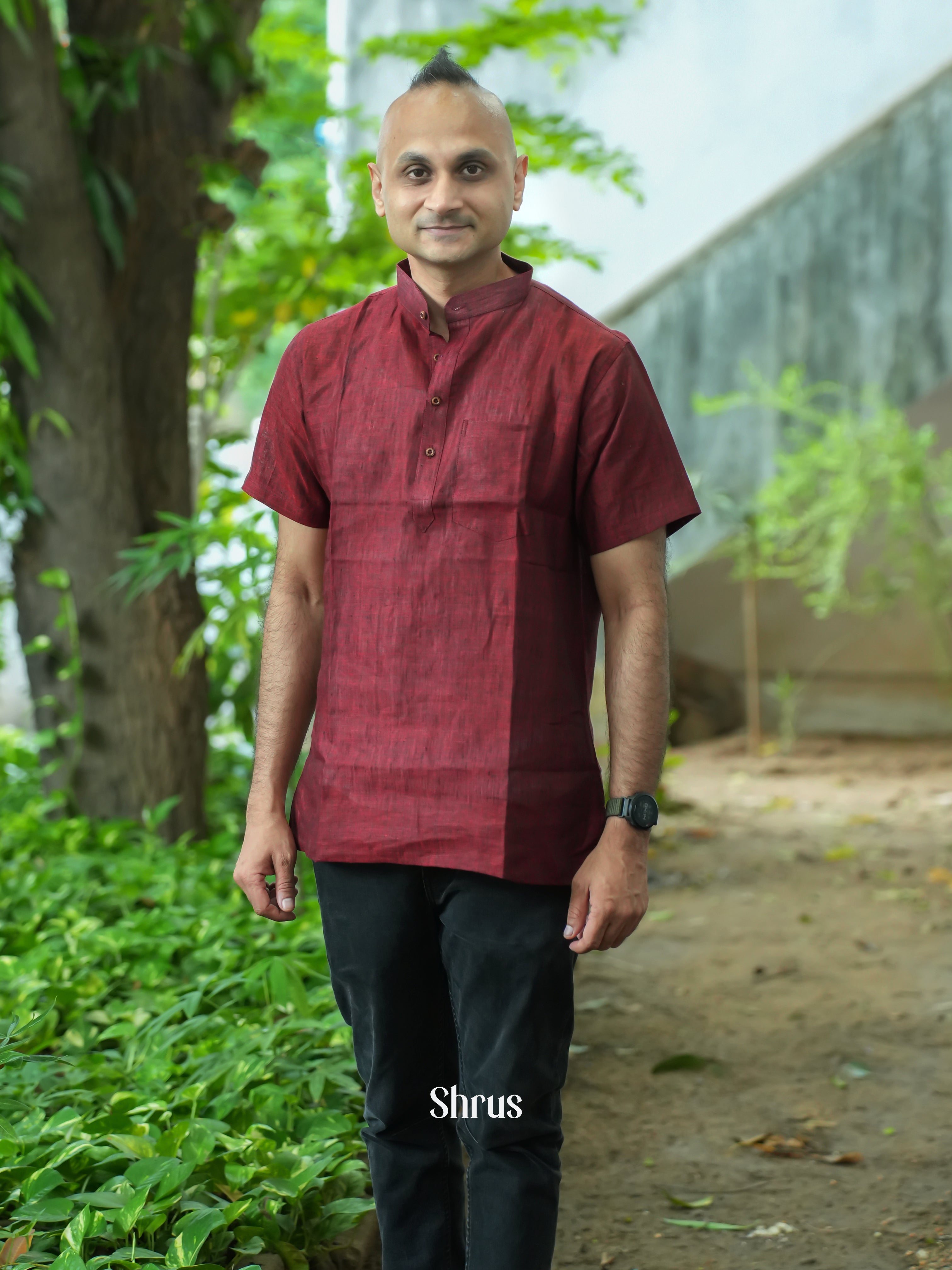 Wine - Readymade Mens Kurta - Shop on ShrusEternity.com