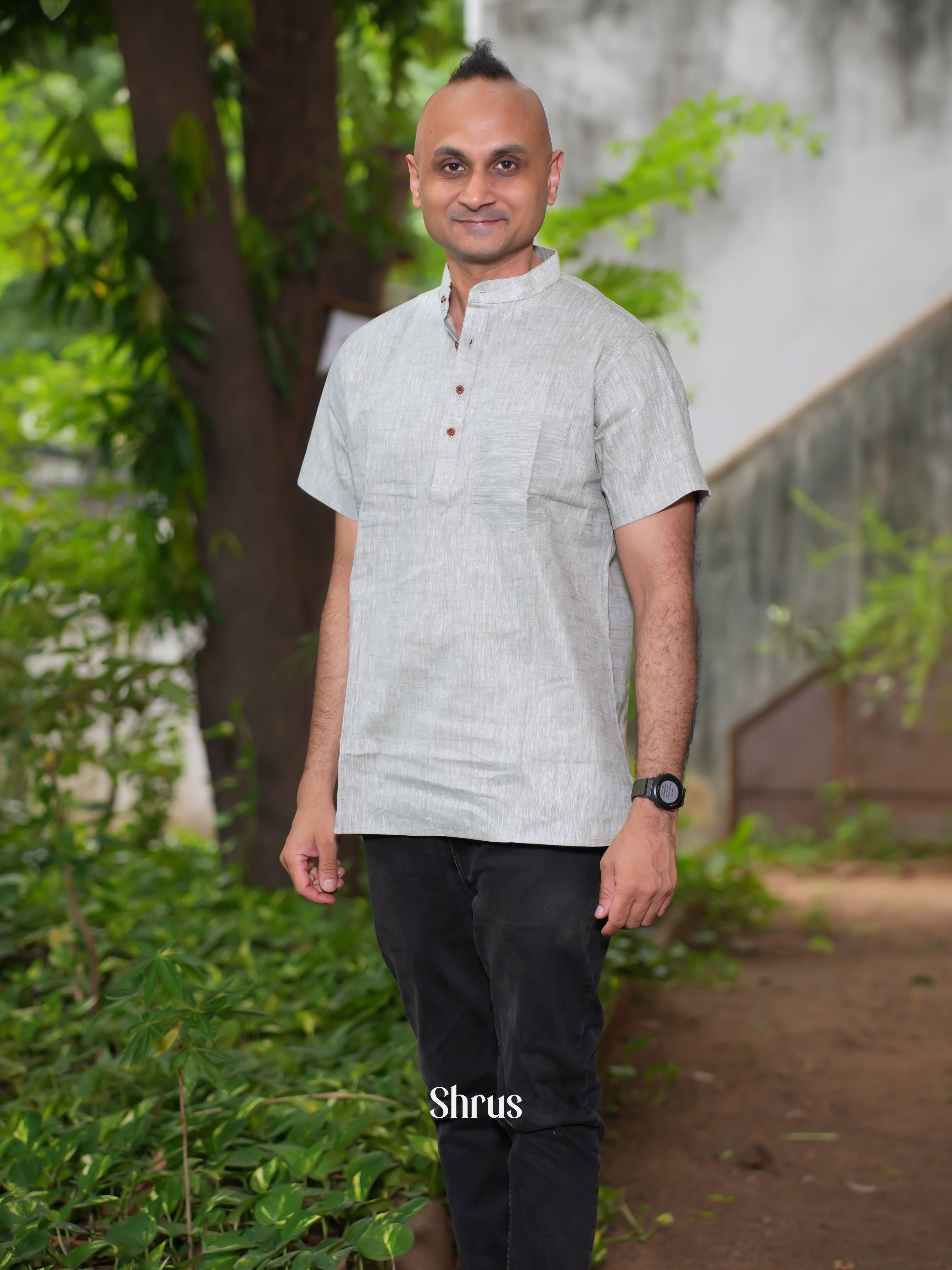 Grey - Readymade Mens Kurta - Shop on ShrusEternity.com