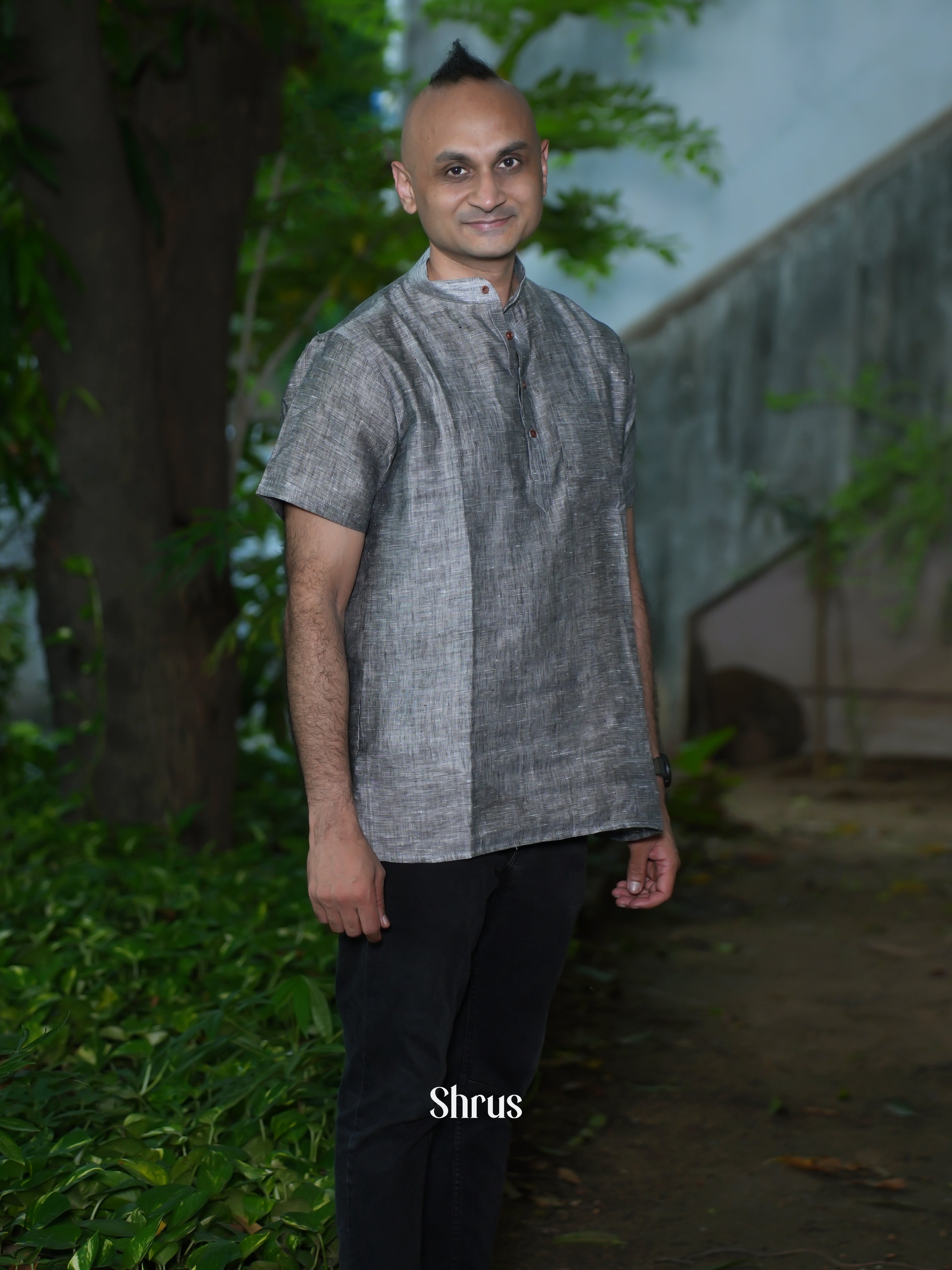 Grey - Readymade Mens Kurta - Shop on ShrusEternity.com