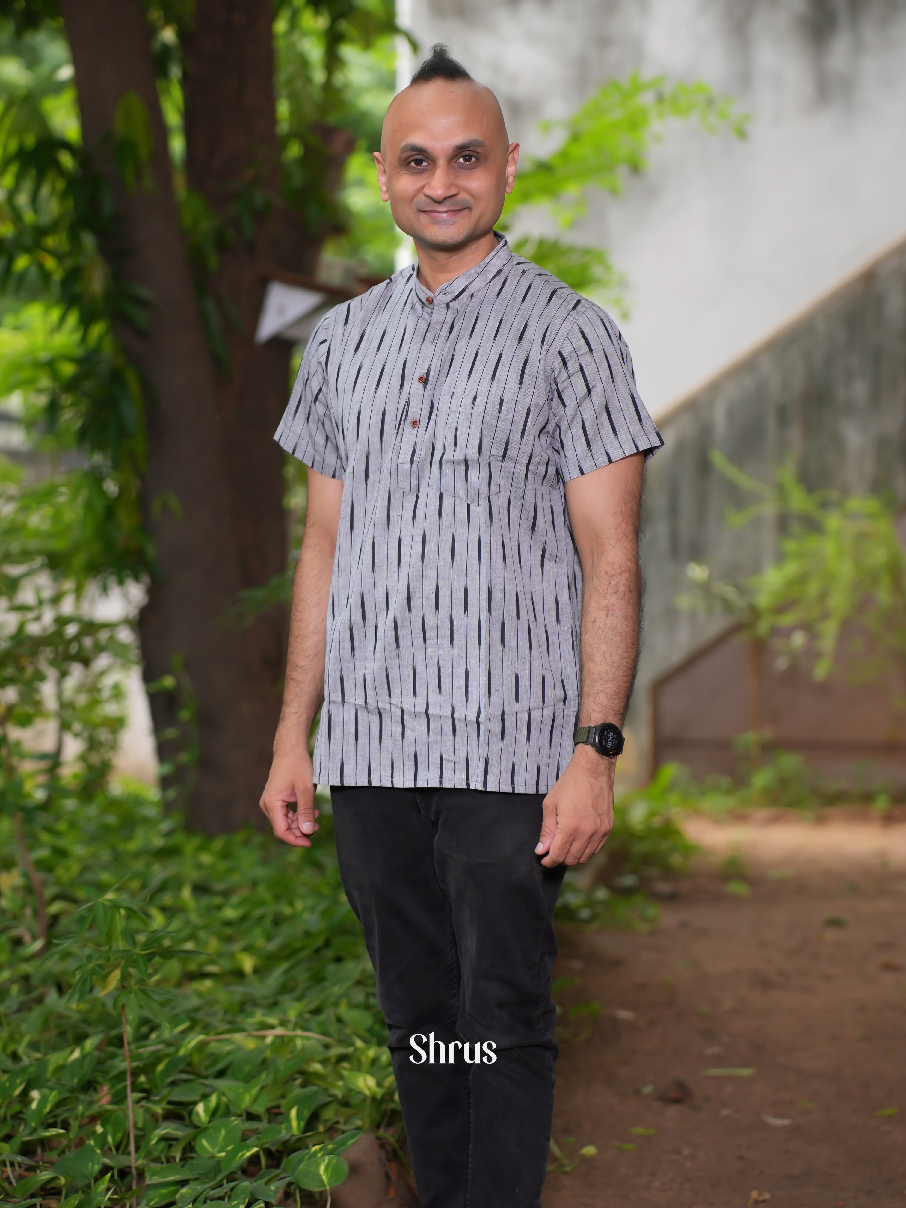 Grey - Readymade Mens Kurta - Shop on ShrusEternity.com