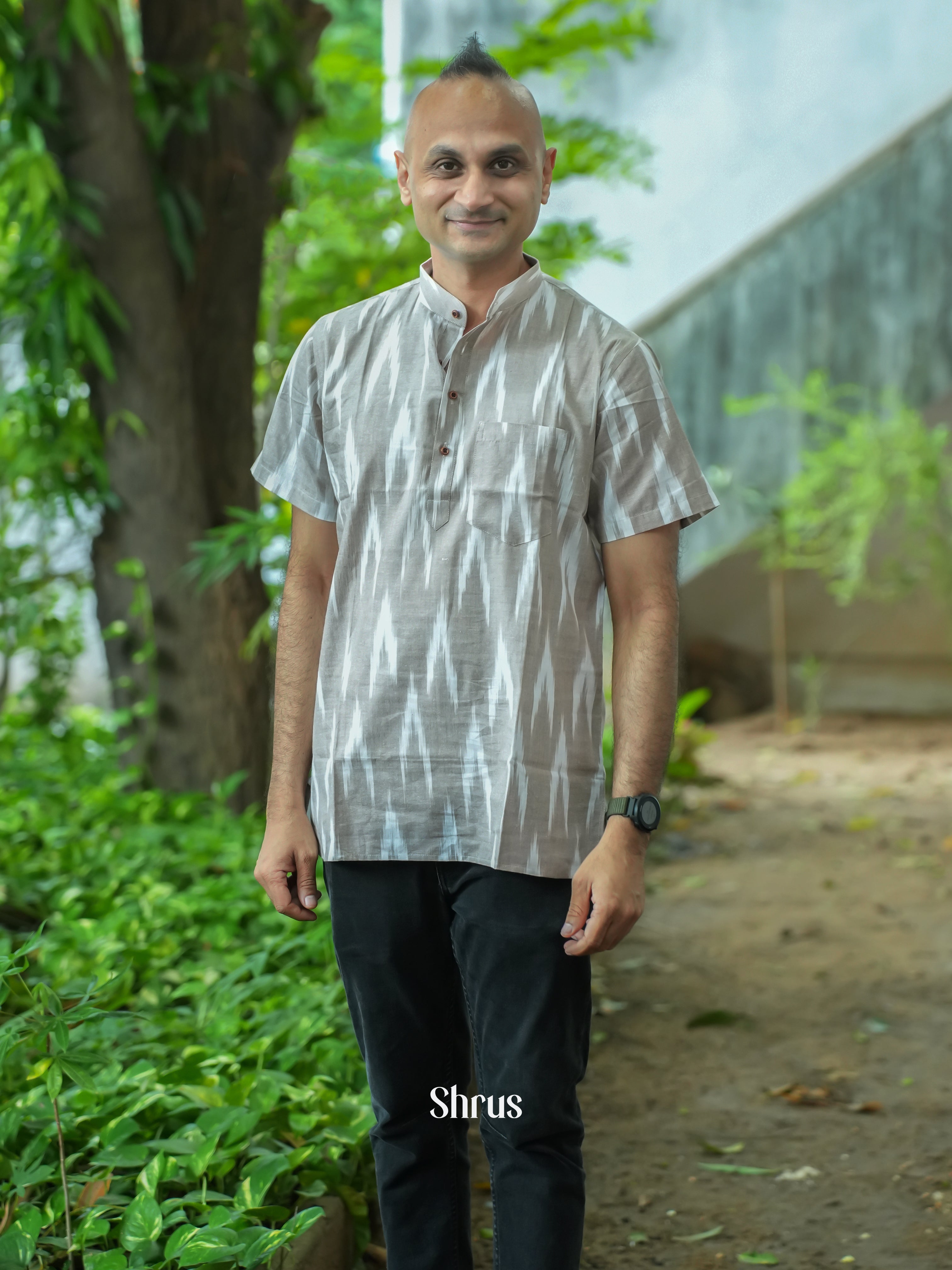 Grey - Readymade Mens Kurta - Shop on ShrusEternity.com
