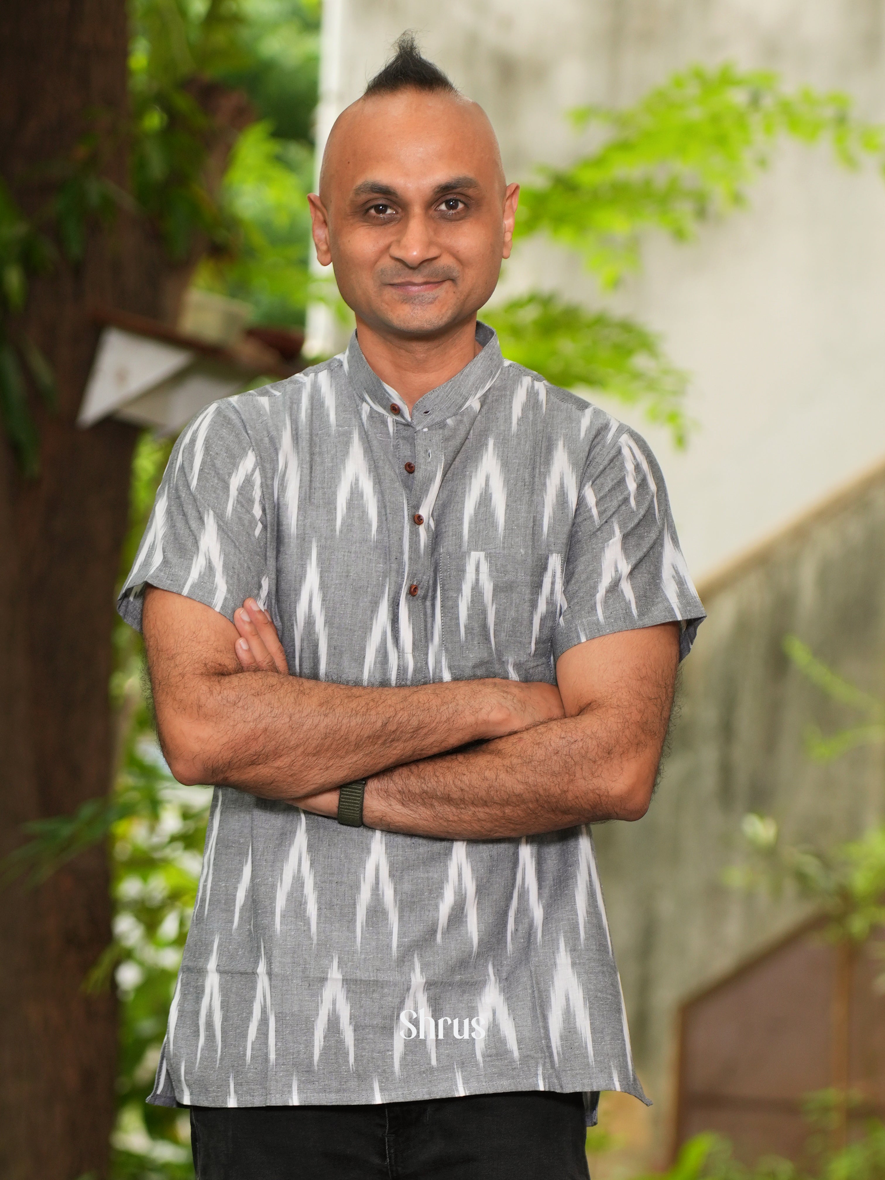 Grey - Readymade Short Mens Kurta - Shop on ShrusEternity.com