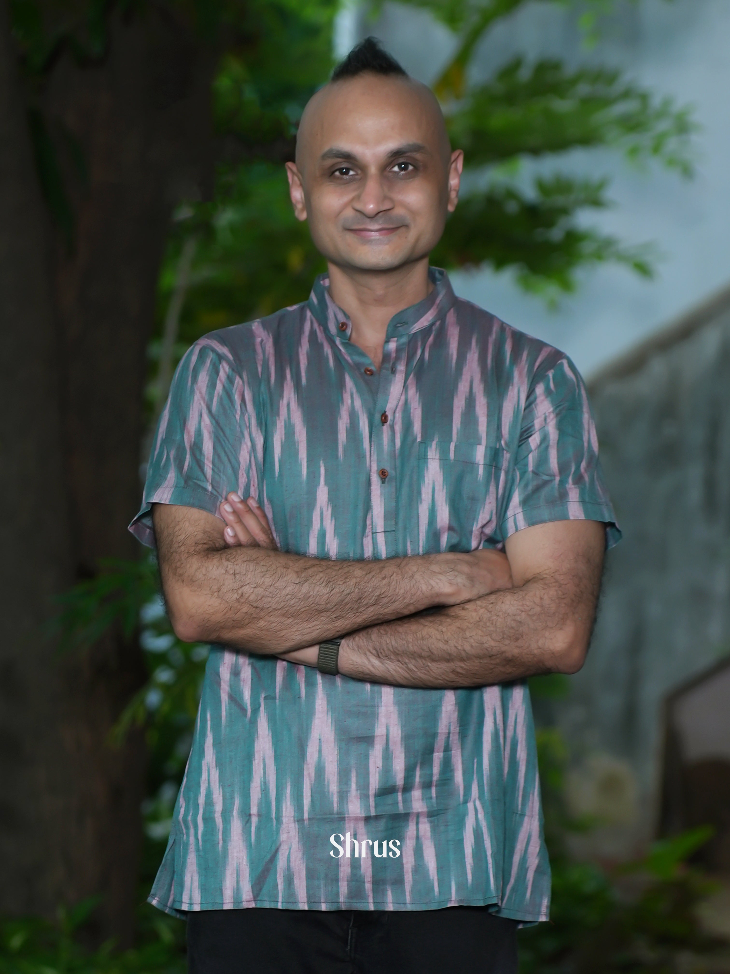 Green & Pink - Readymade Mens Kurta - Shop on ShrusEternity.com