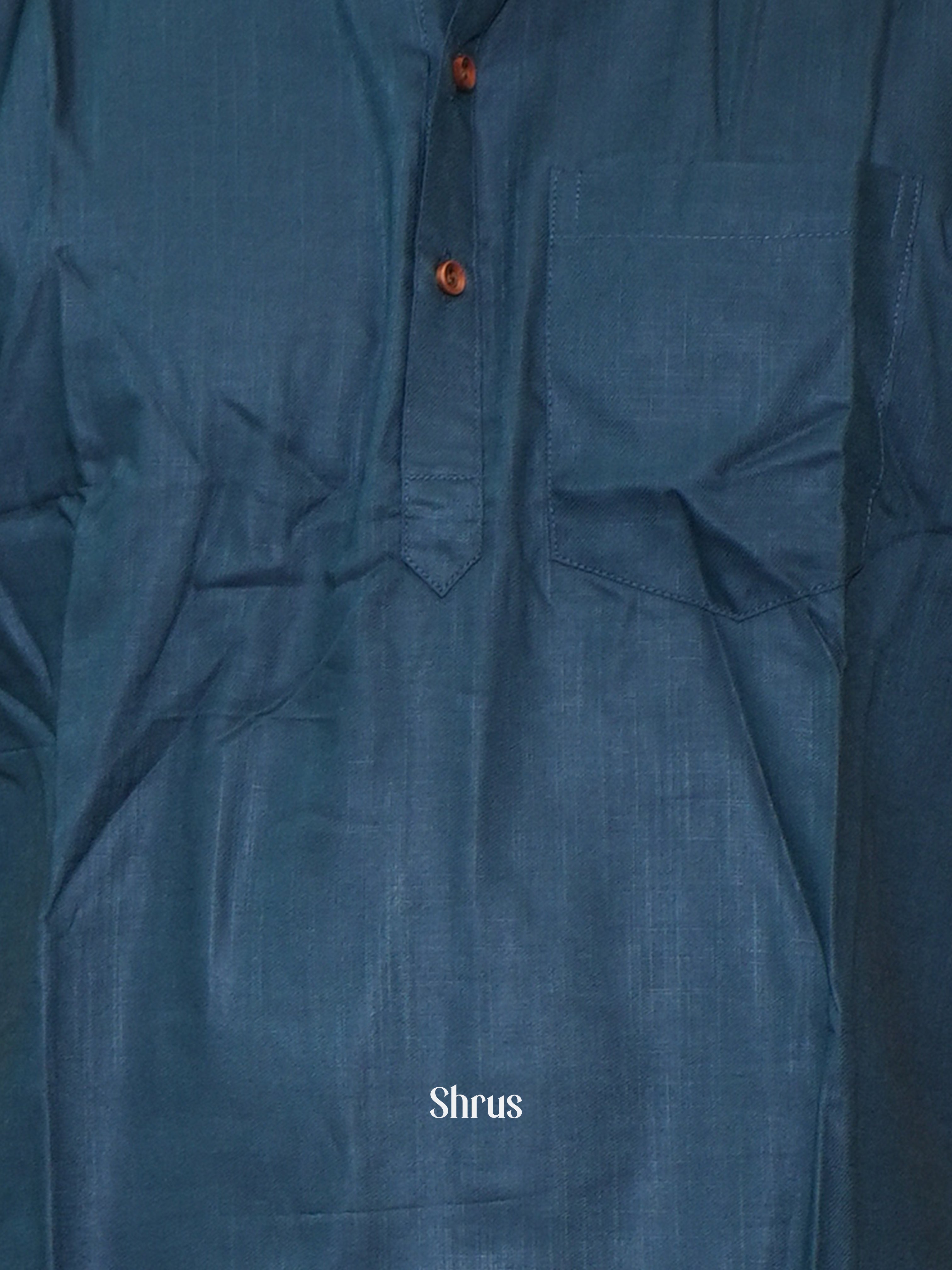 Blue - Readymade Mens Short Kurta - Shop on ShrusEternity.com