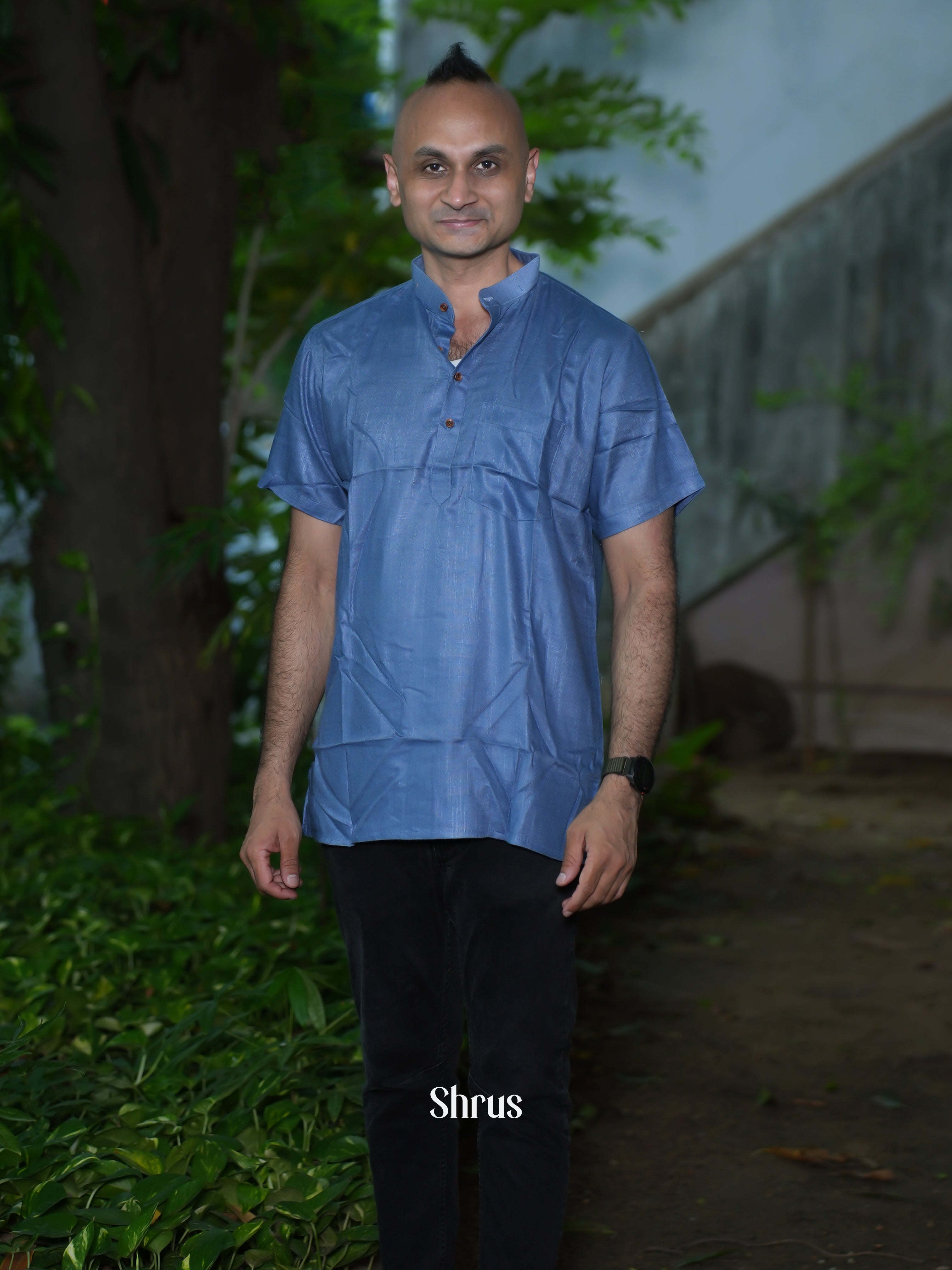 Blue - Readymade Mens Kurta - Shop on ShrusEternity.com
