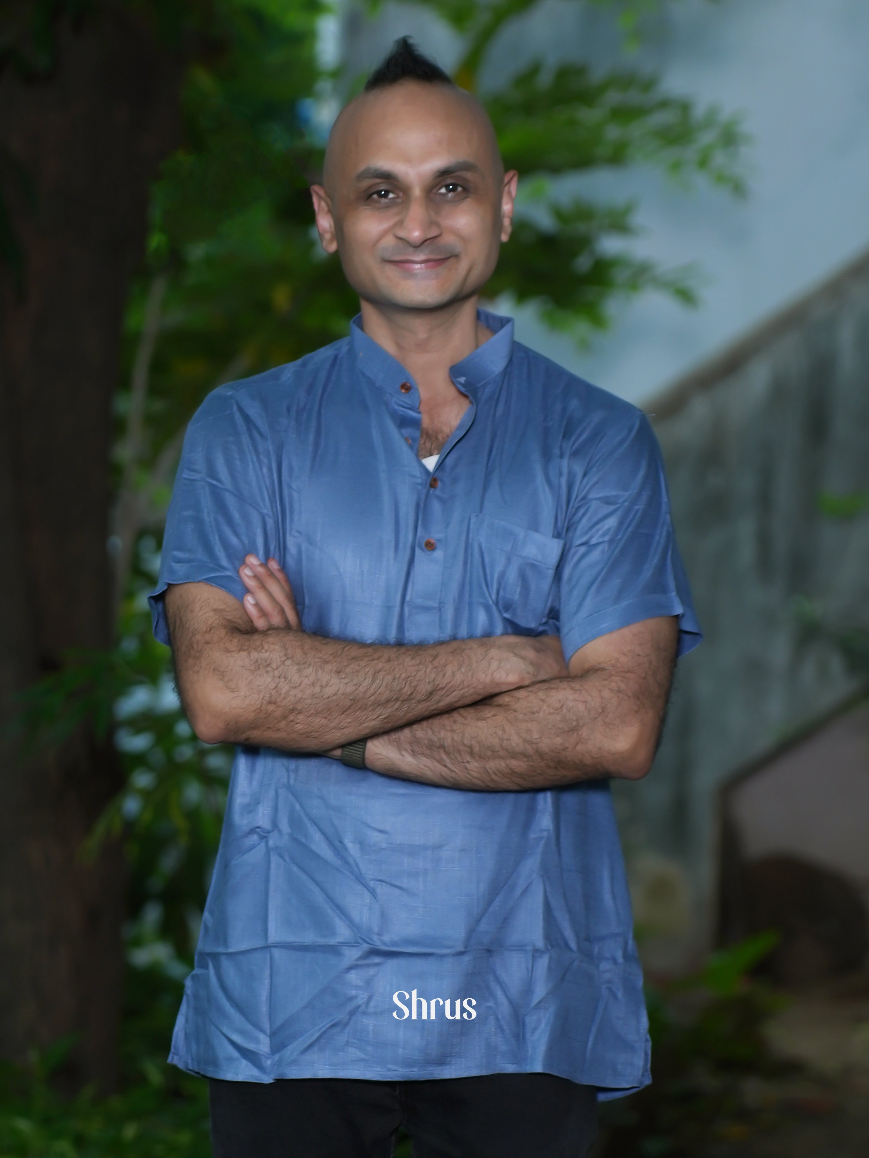 Blue - Readymade Mens Kurta - Shop on ShrusEternity.com