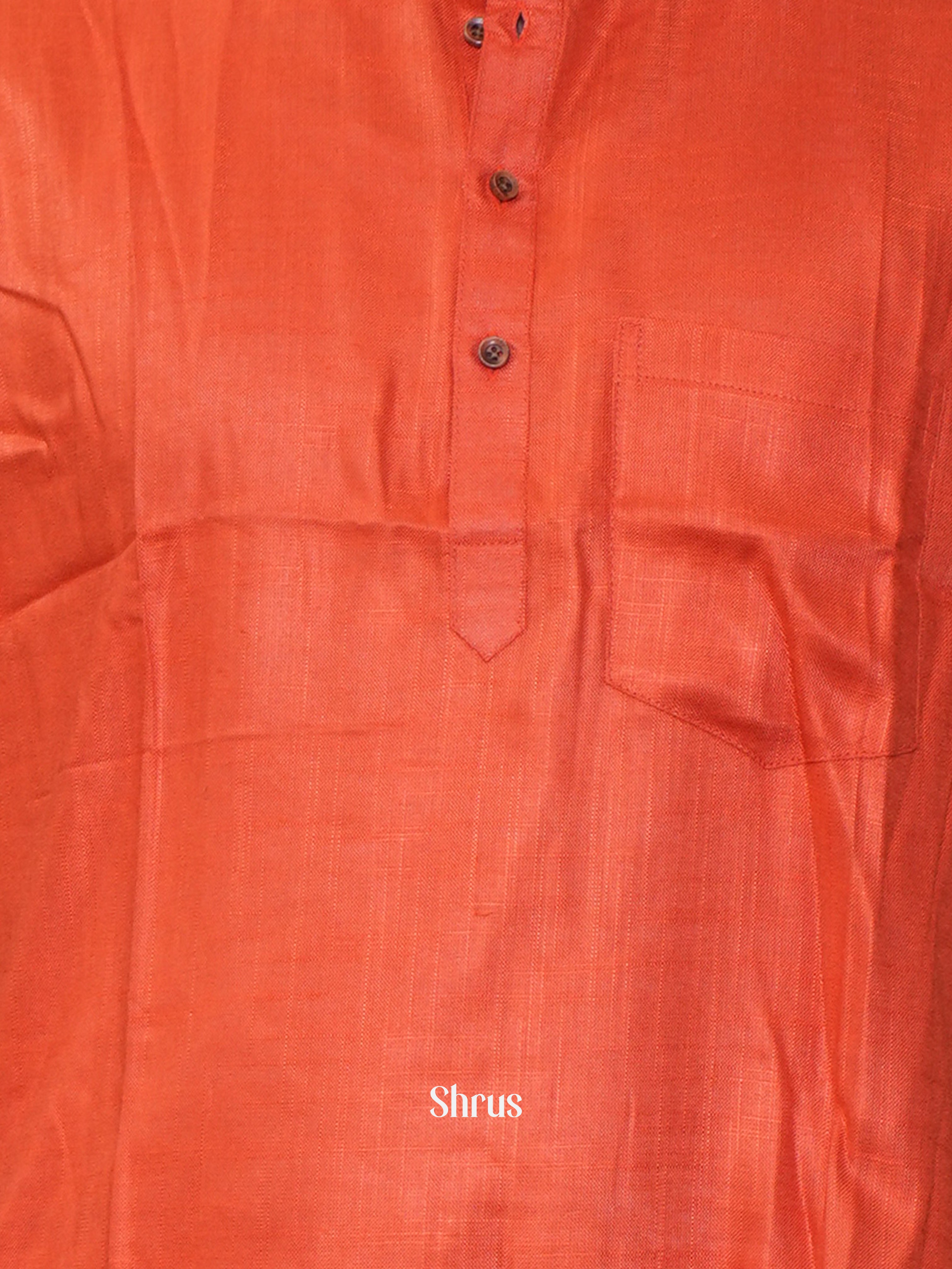 Orange - Readymade Mens Short Kurta - Shop on ShrusEternity.com