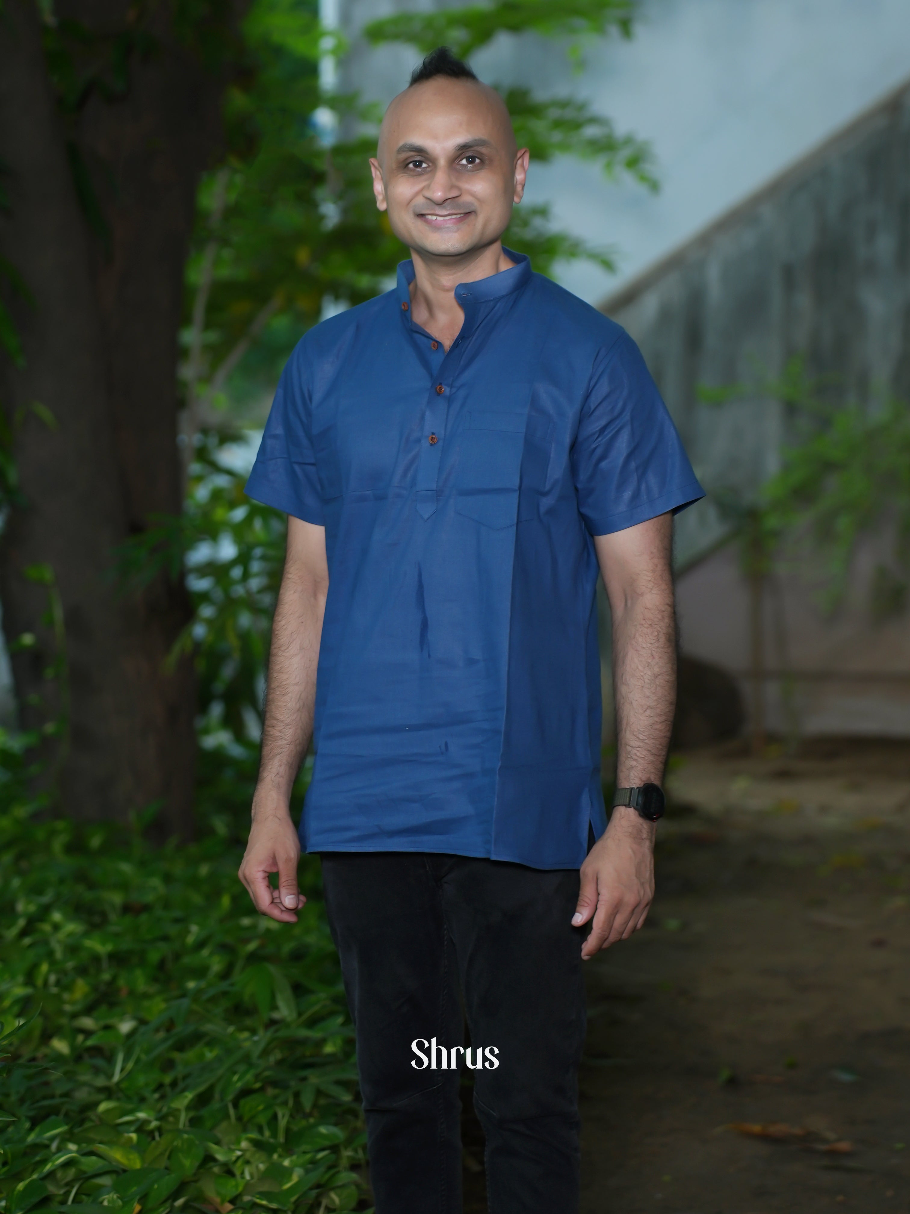 Blue - Readymade Mens Kurta - Shop on ShrusEternity.com