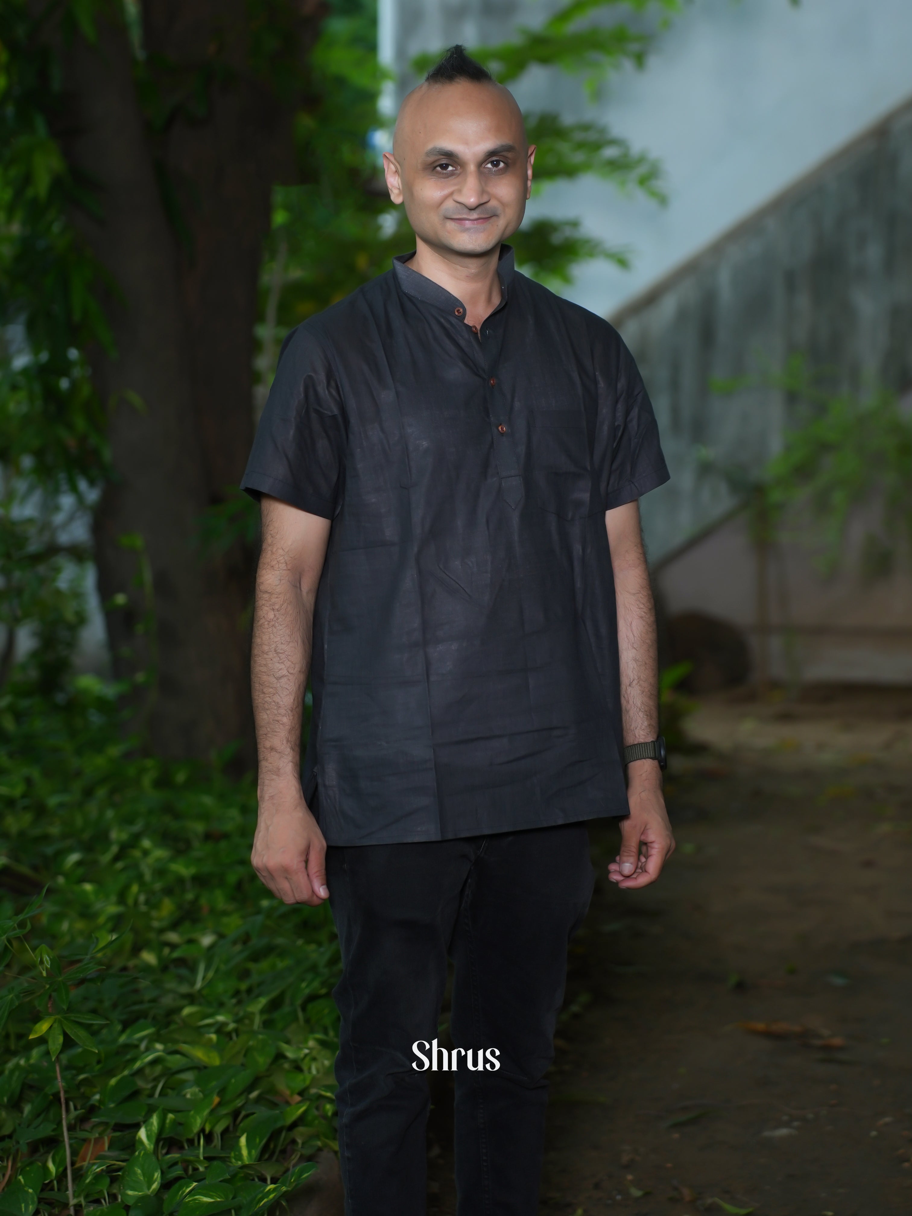 Black - Readymade Mens Kurta - Shop on ShrusEternity.com