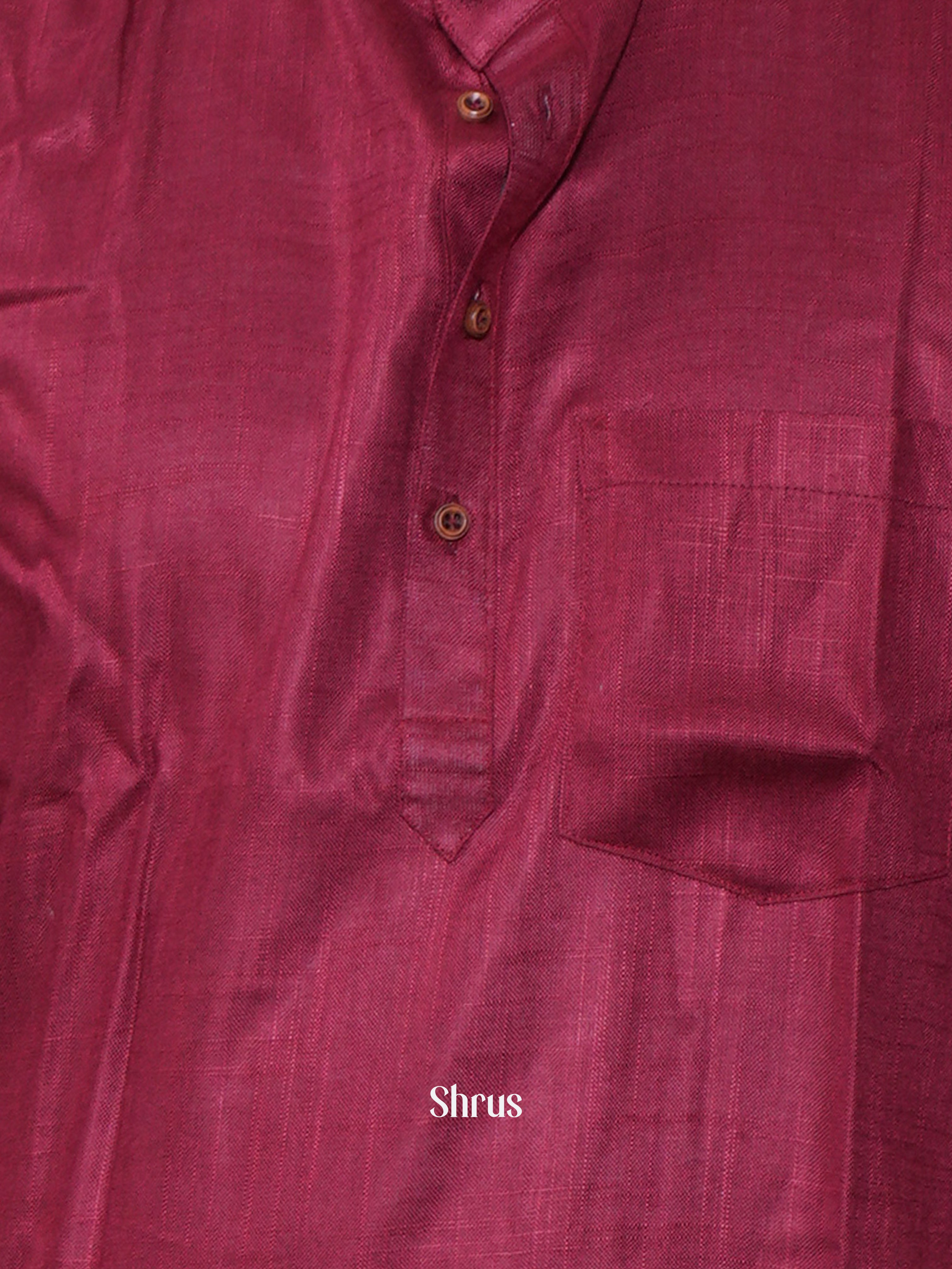 Maroon- Readymade Mens Short Kurta - Shop on ShrusEternity.com