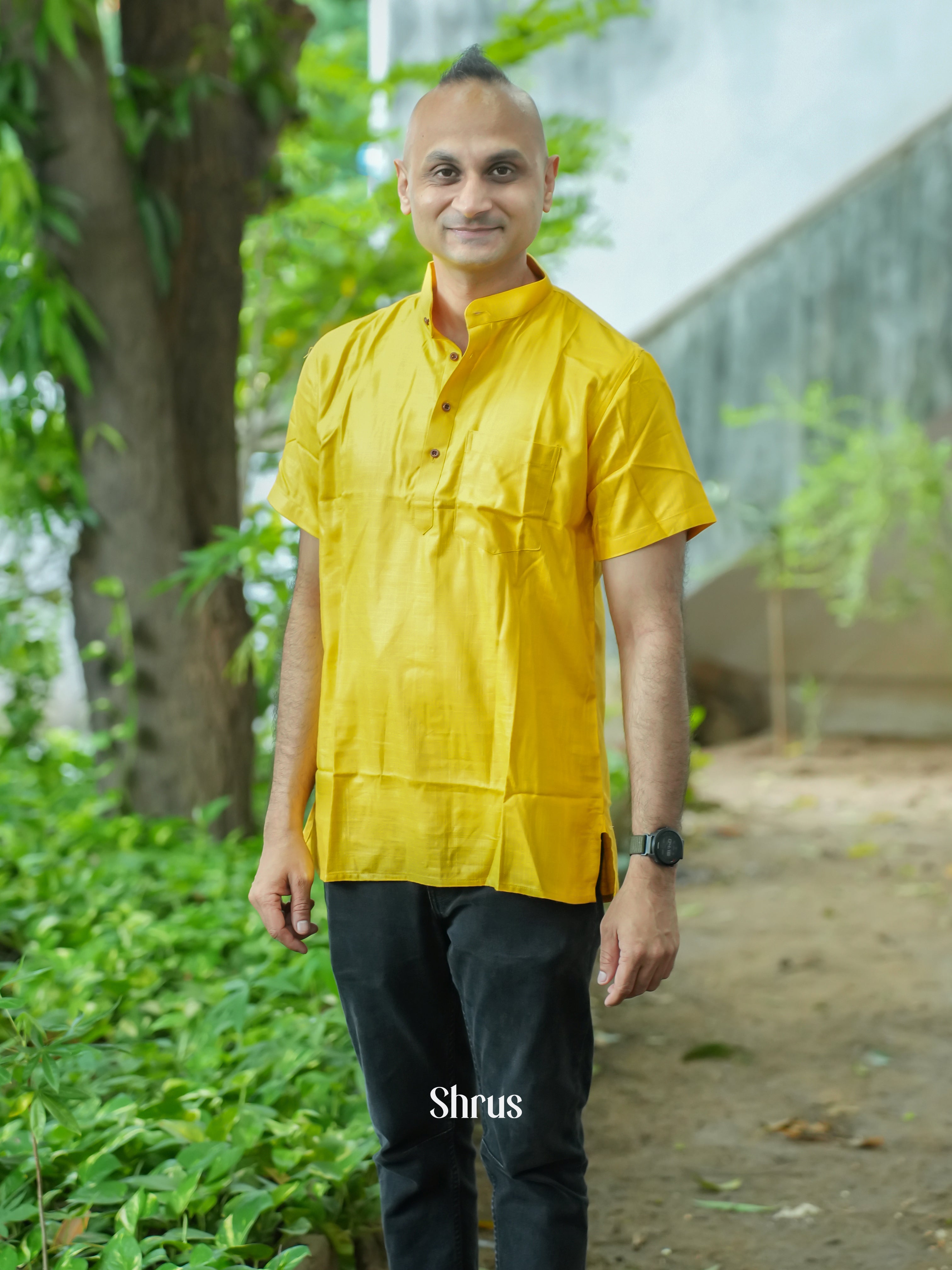 Yellow - Readymade Mens Kurta - Shop on ShrusEternity.com
