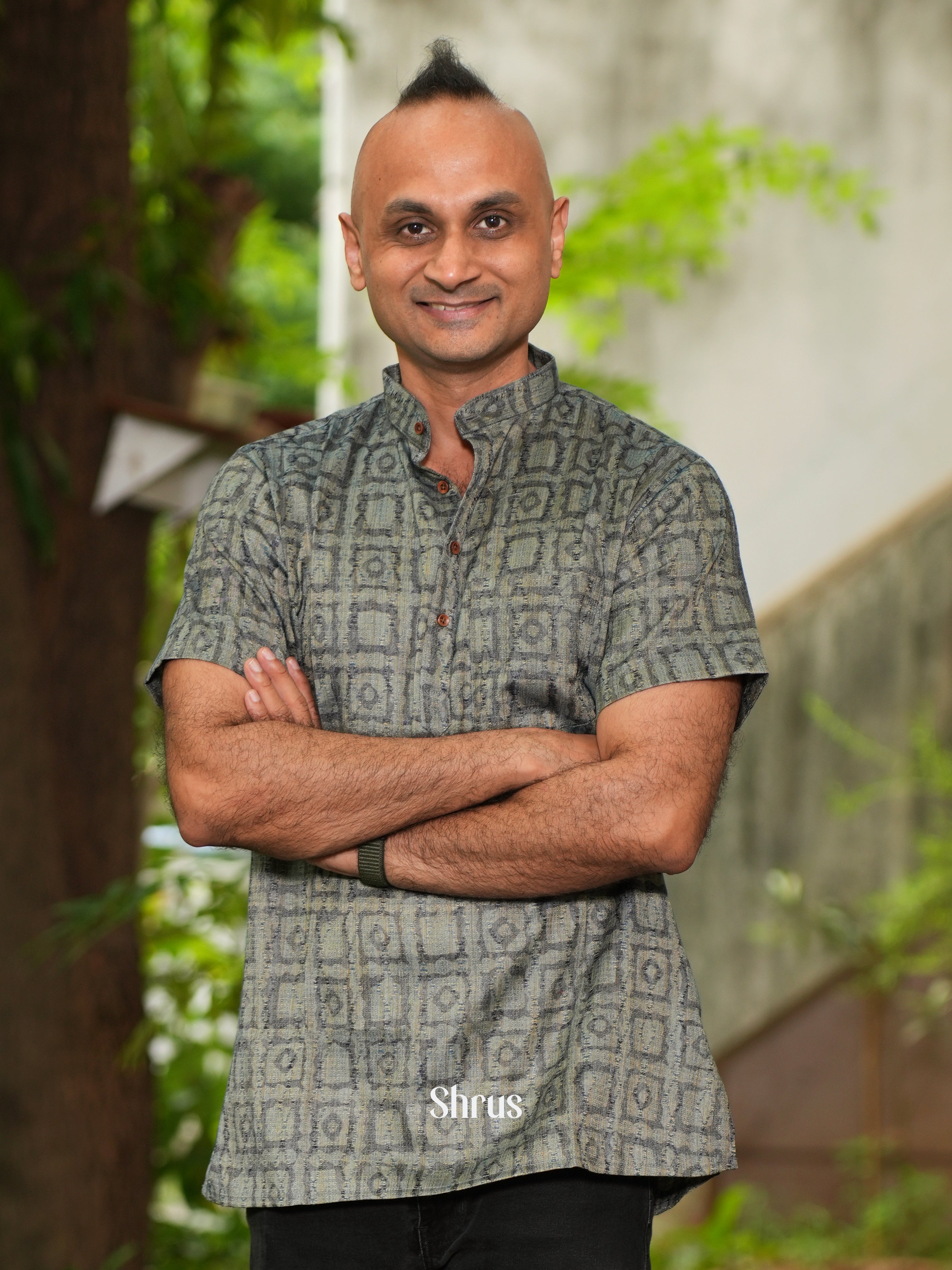 Grey - Readymade Mens Short Kurta - Shop on ShrusEternity.com