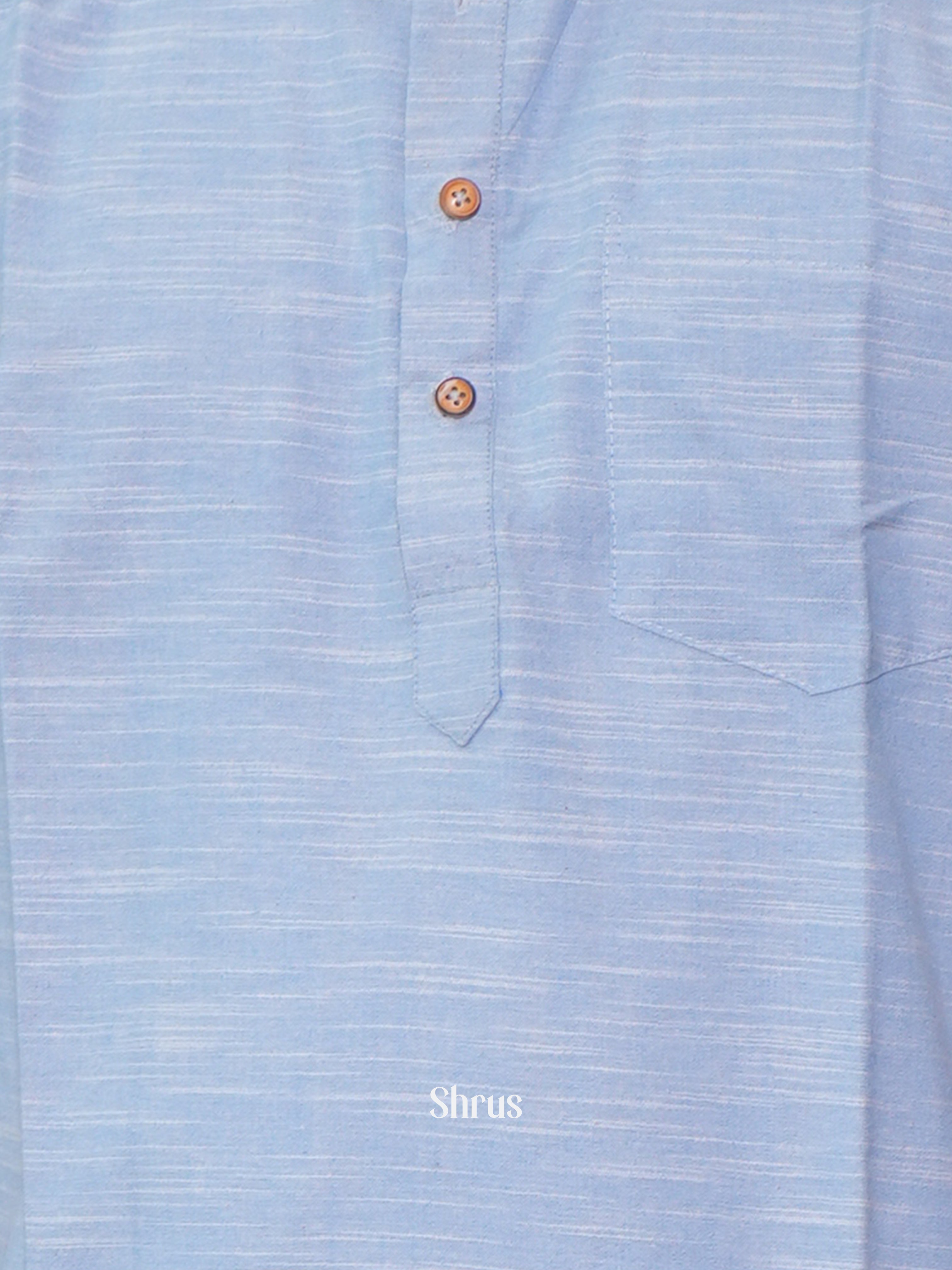 Blue - Readymade Mens Short Kurta - Shop on ShrusEternity.com