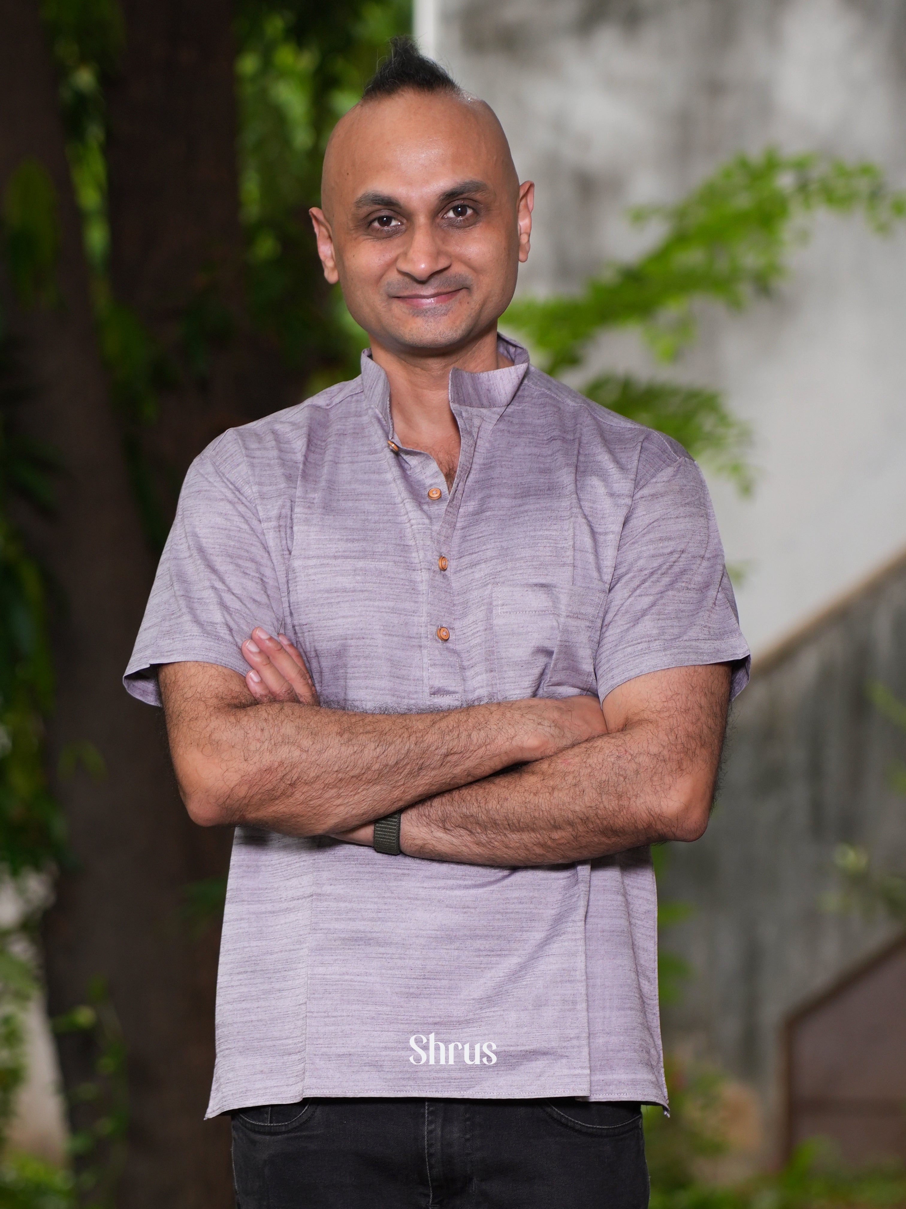 Purple - Readymade Mens Short Kurta - Shop on ShrusEternity.com