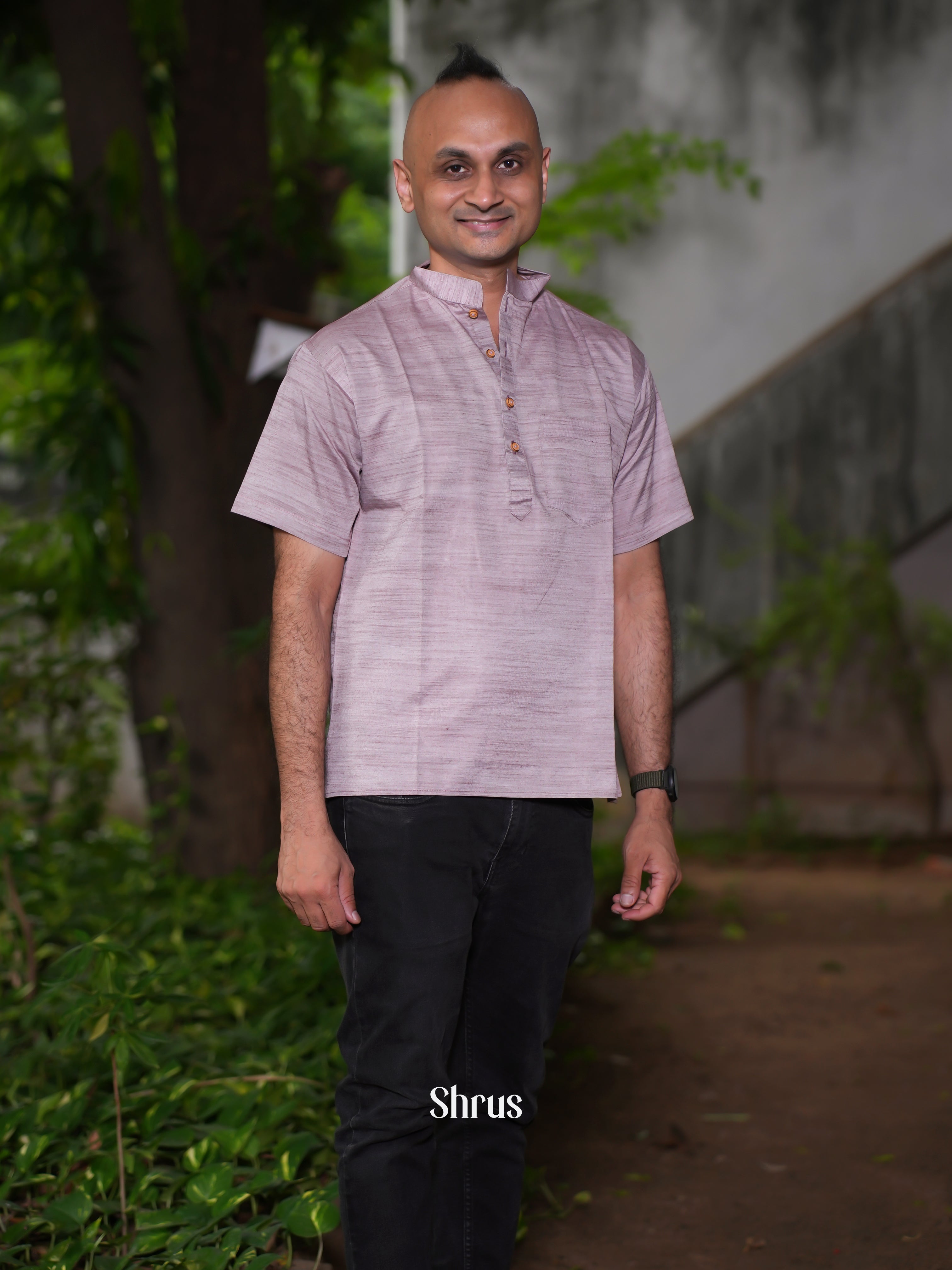 Purple - Readymade Mens Short Kurta - Shop on ShrusEternity.com