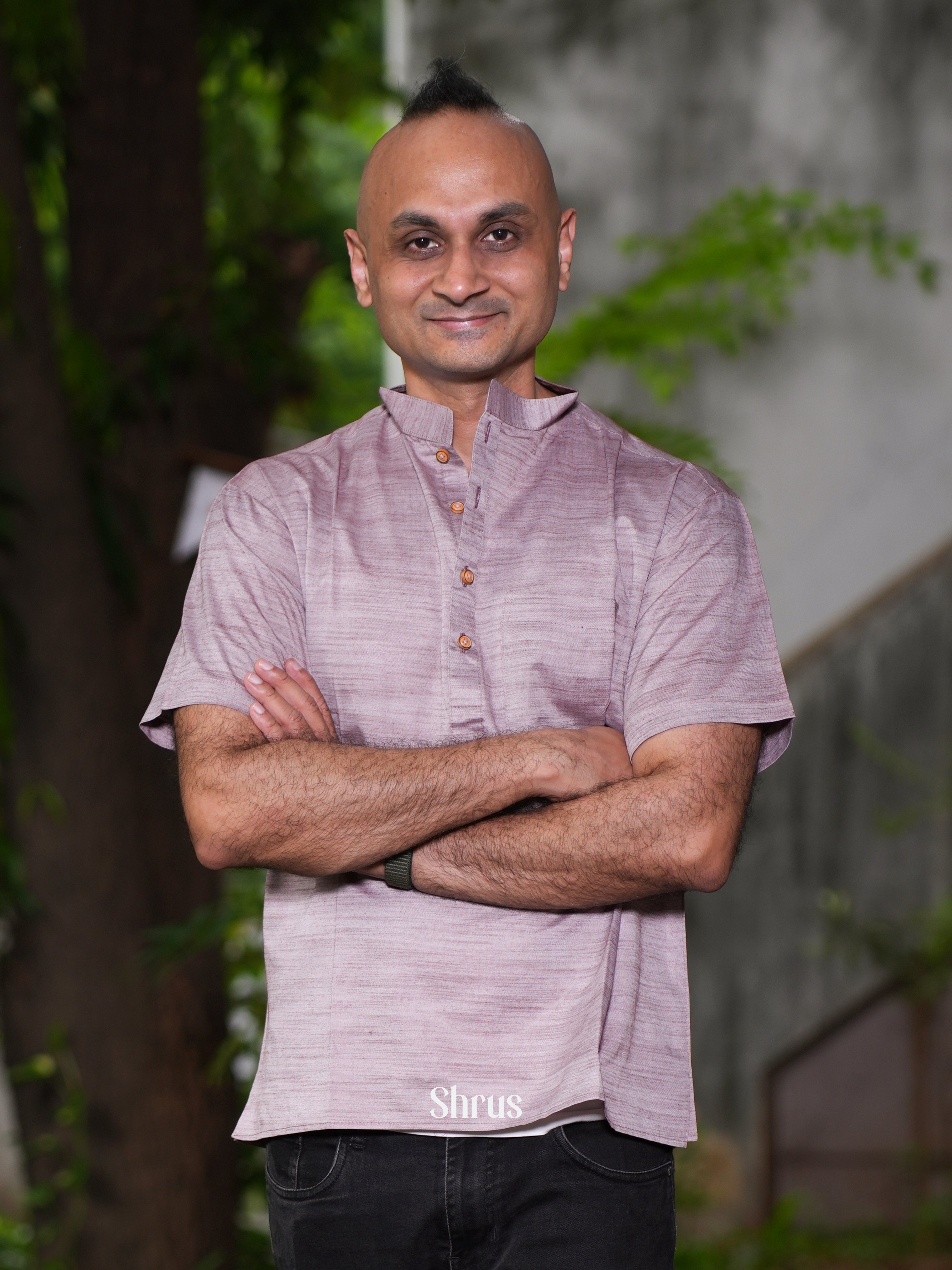 Purple - Readymade Mens Short Kurta - Shop on ShrusEternity.com