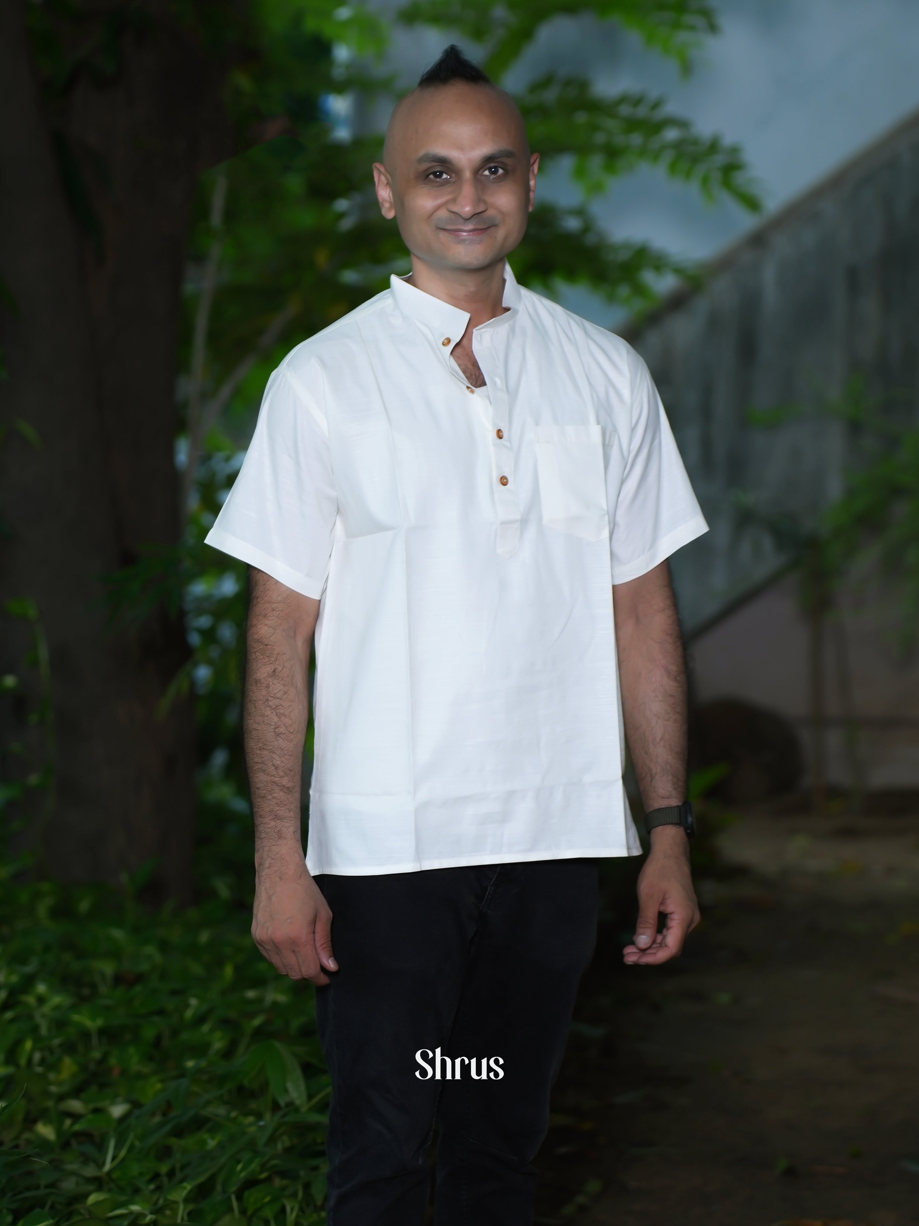 White - Readymade Mens Kurta - Shop on ShrusEternity.com