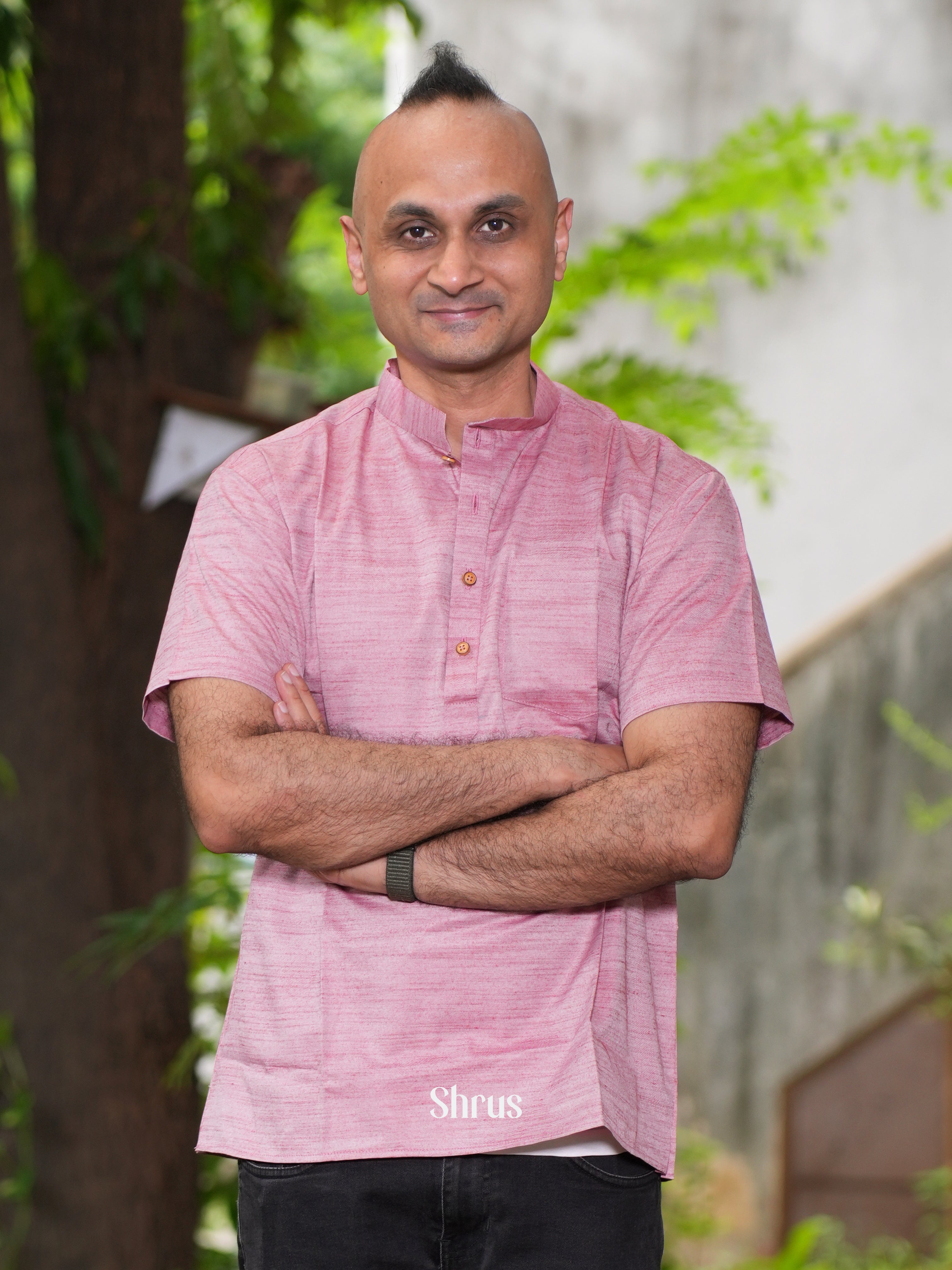 Pink- Readymade Mens Short Kurta - Shop on ShrusEternity.com