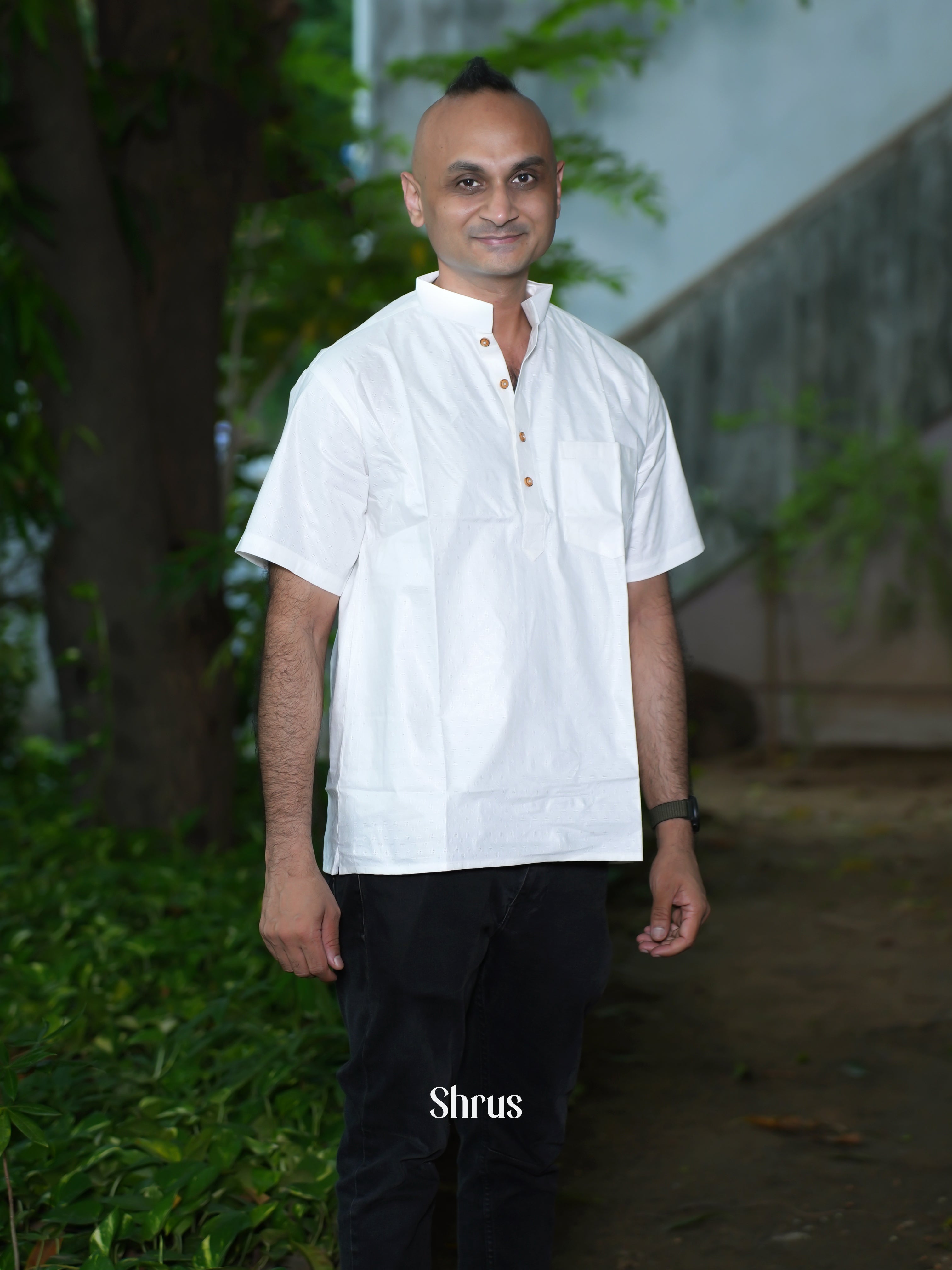 White - Readymade Mens Kurta - Shop on ShrusEternity.com