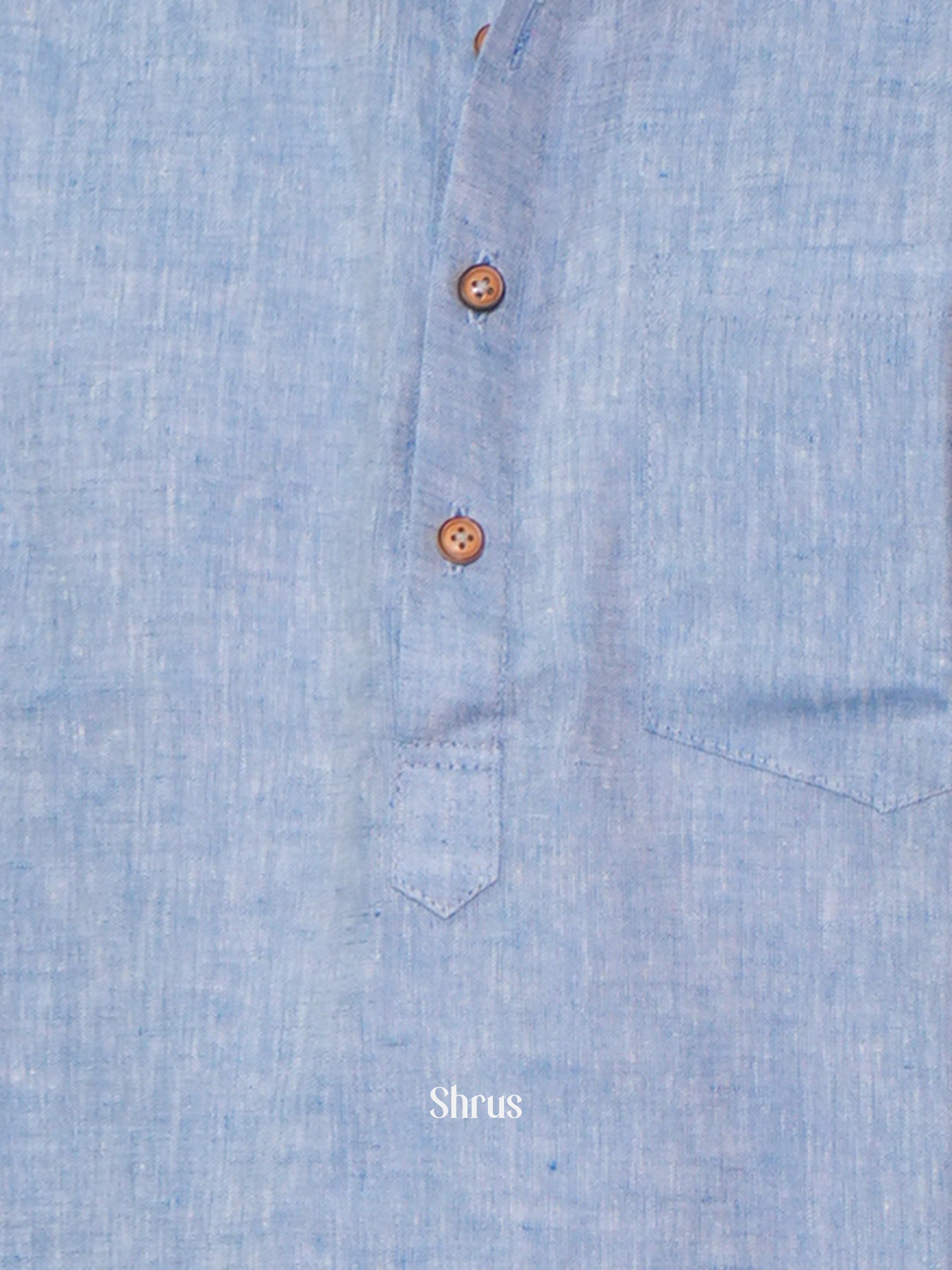 Blue - Readymade Mens Short Kurta - Shop on ShrusEternity.com