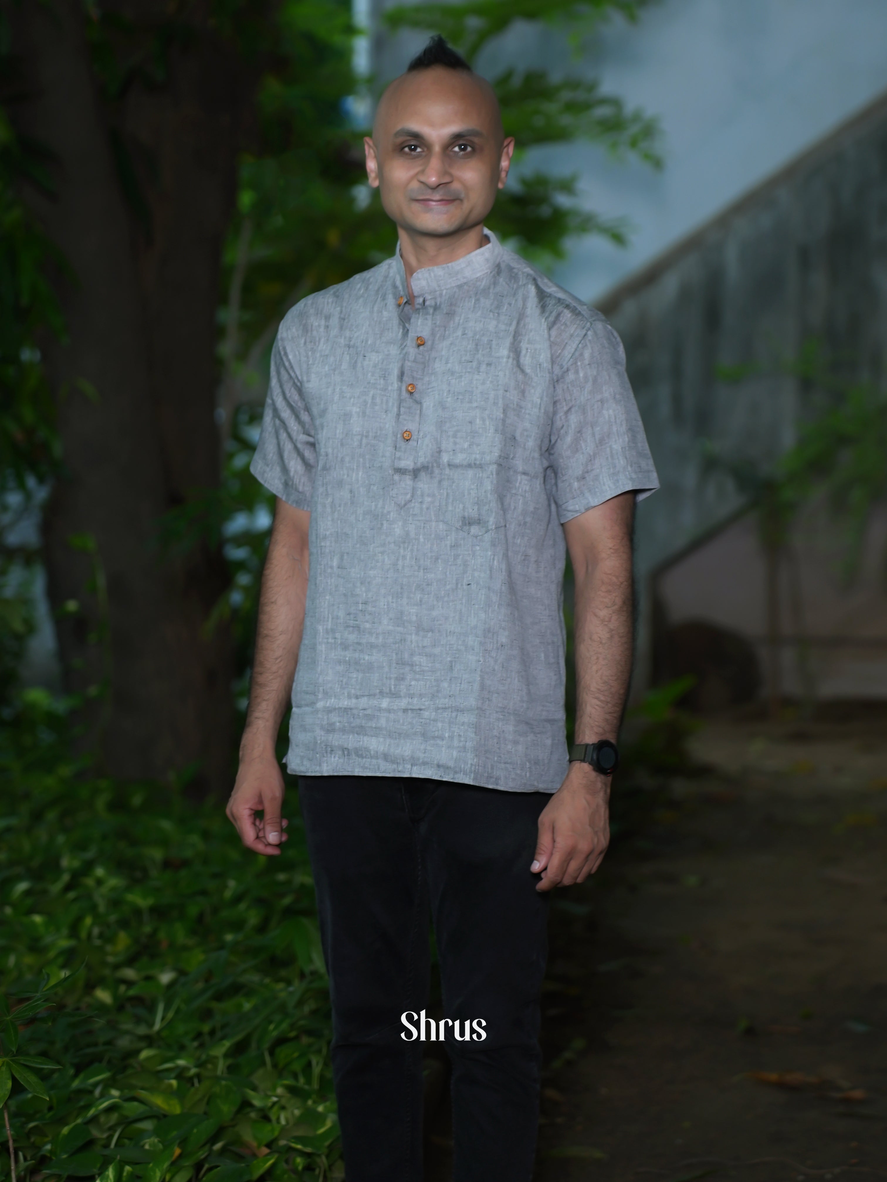 Grey - Readymade Mens Kurta - Shop on ShrusEternity.com