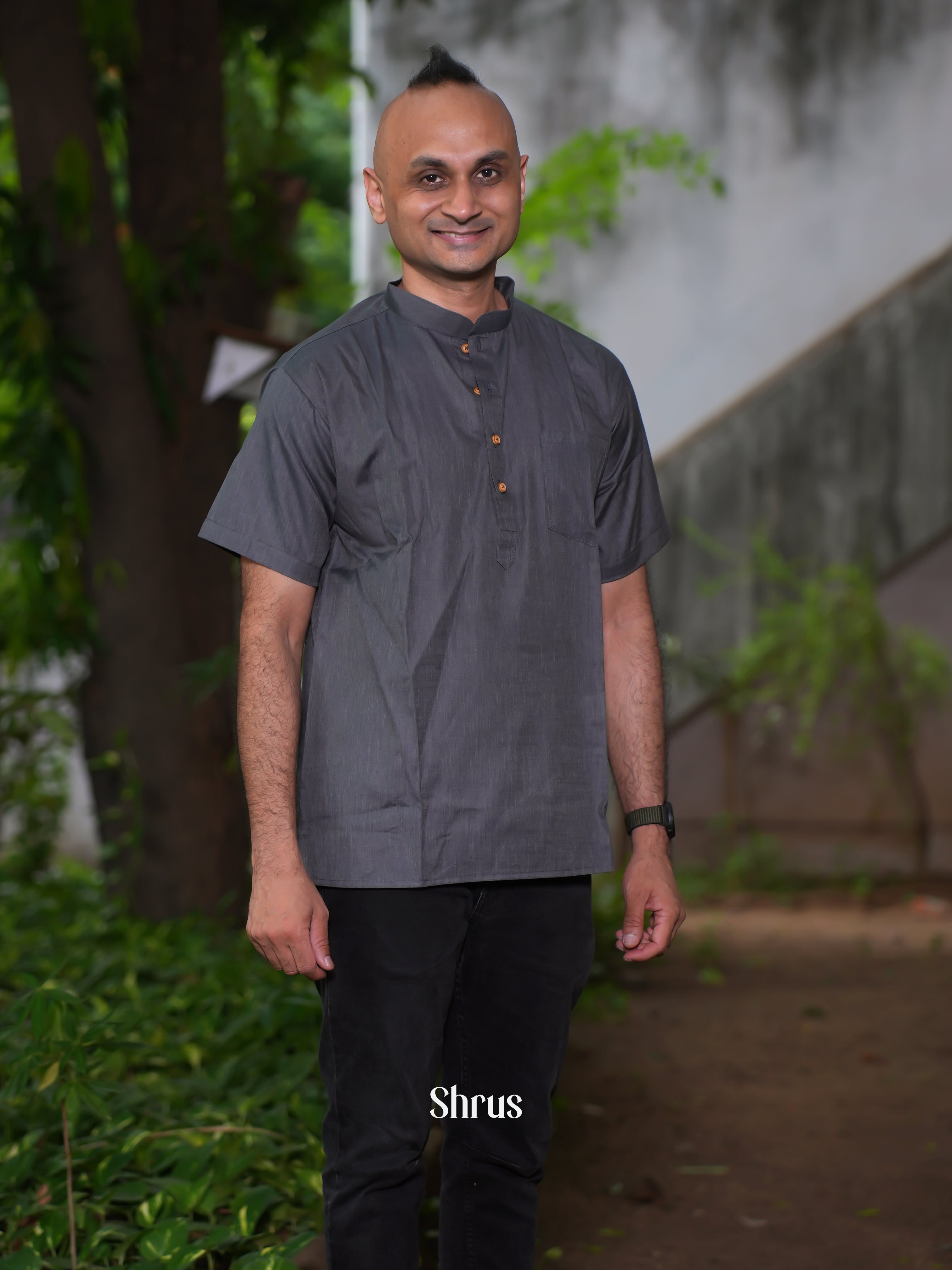 Grey - Readymade Mens Kurta - Shop on ShrusEternity.com