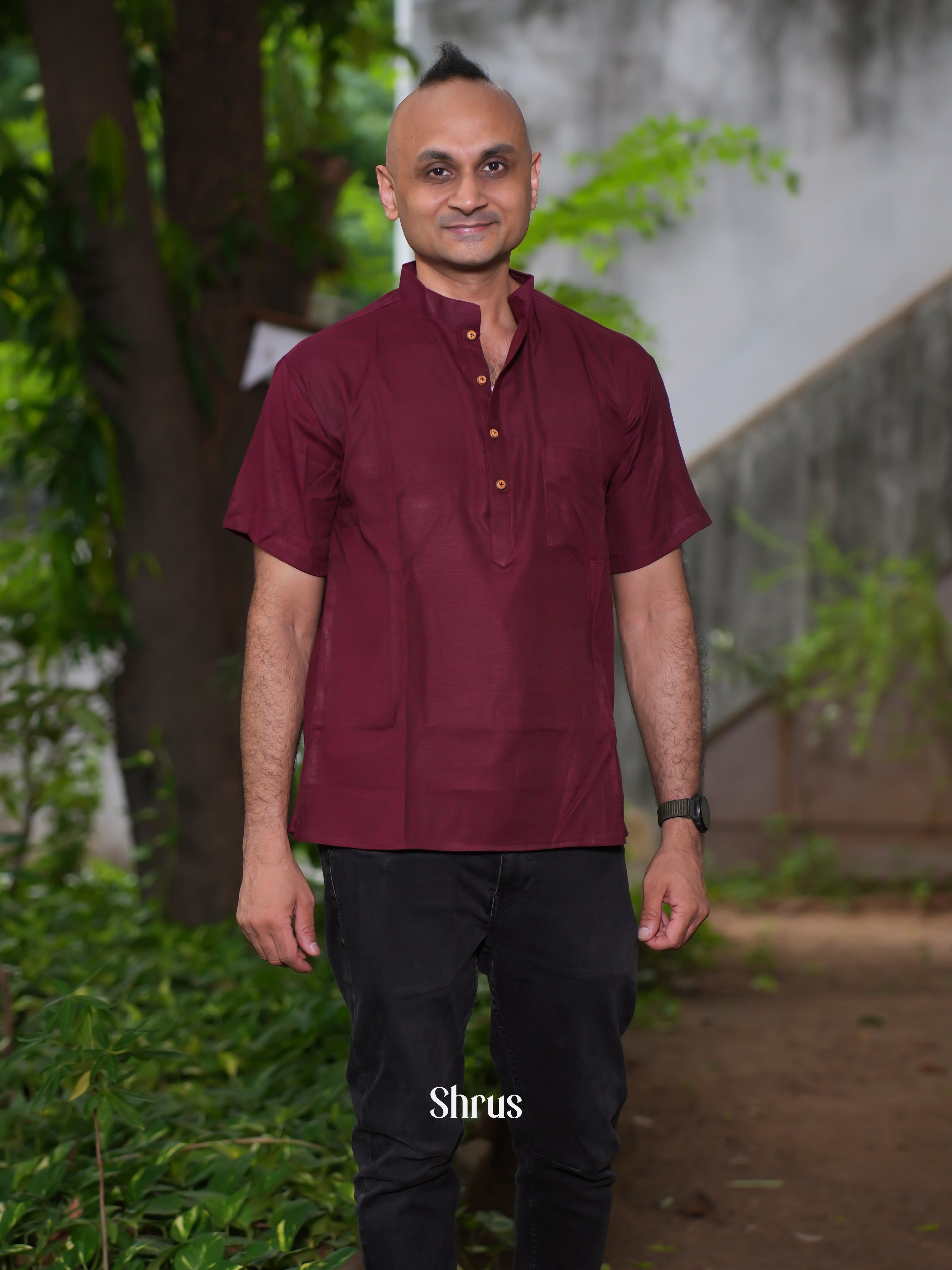 Maroon - Readymade Mens Kurta - Shop on ShrusEternity.com