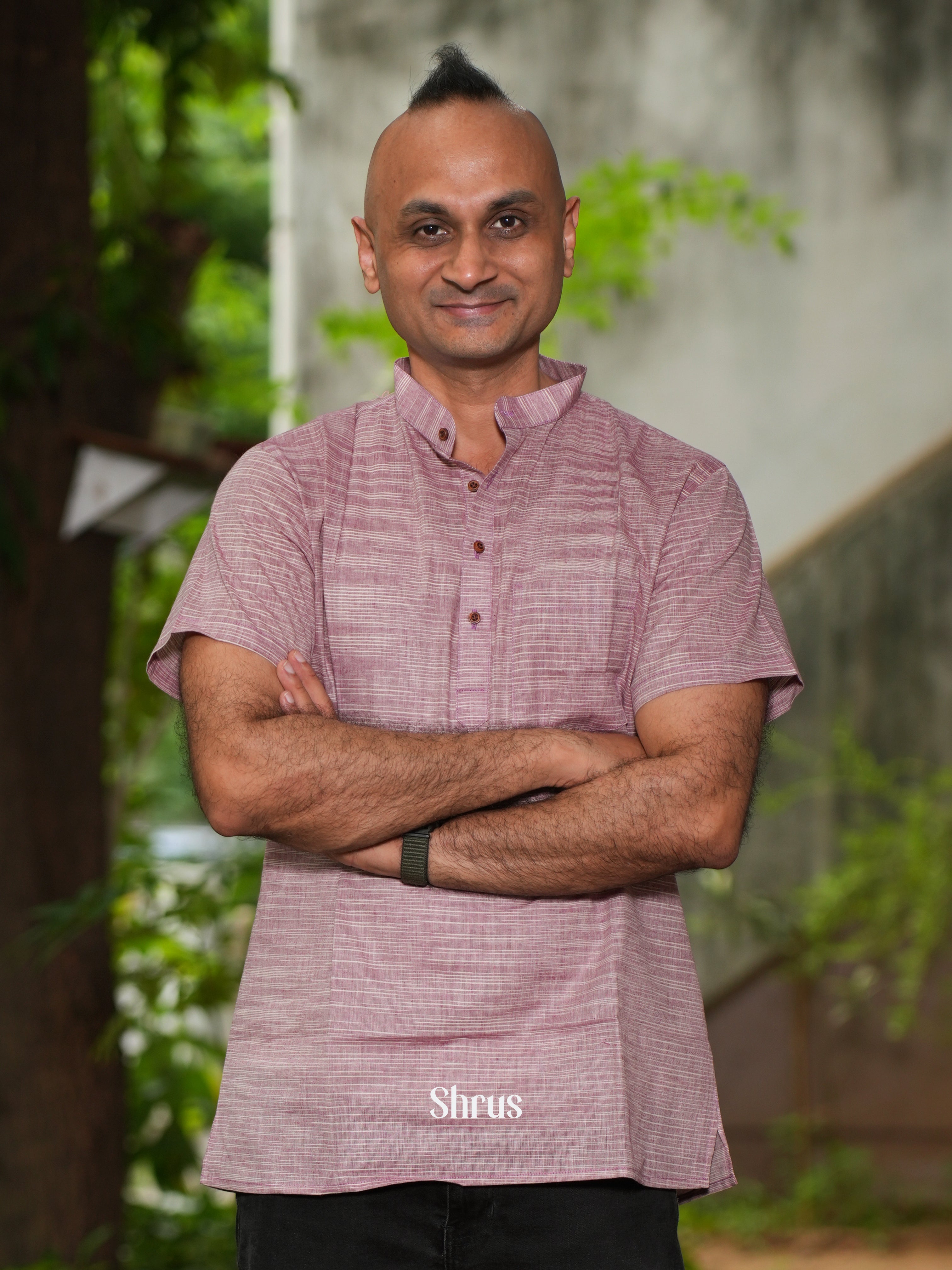 Dusty Pink - Readymade Mens Short Kurta - Shop on ShrusEternity.com