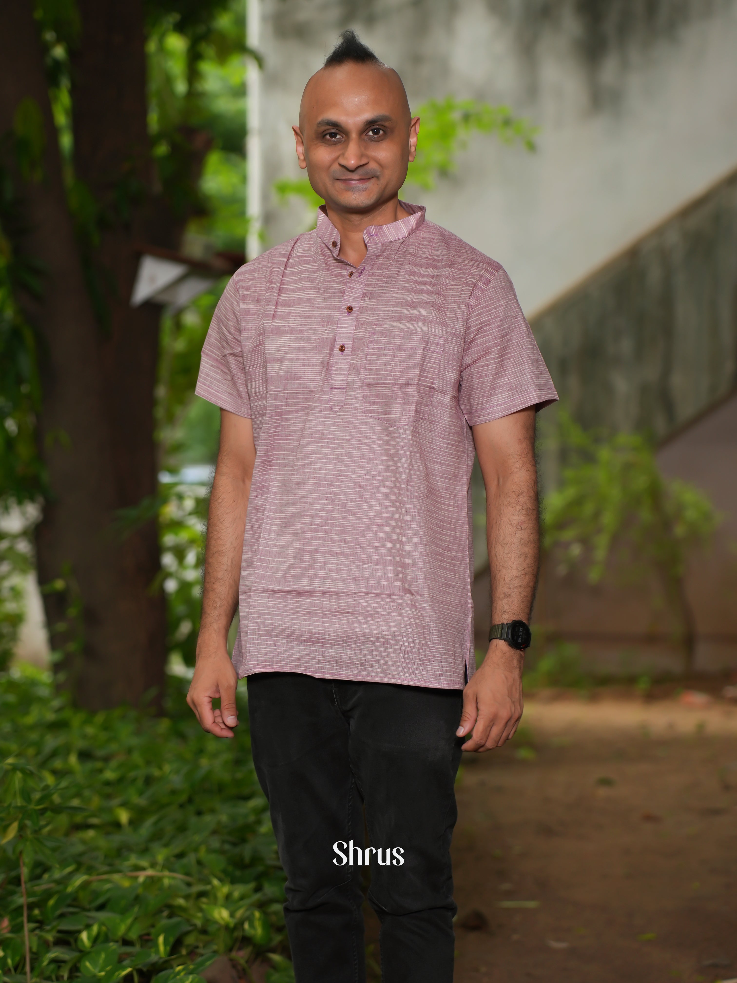 Dusty Pink - Readymade Mens Short Kurta - Shop on ShrusEternity.com