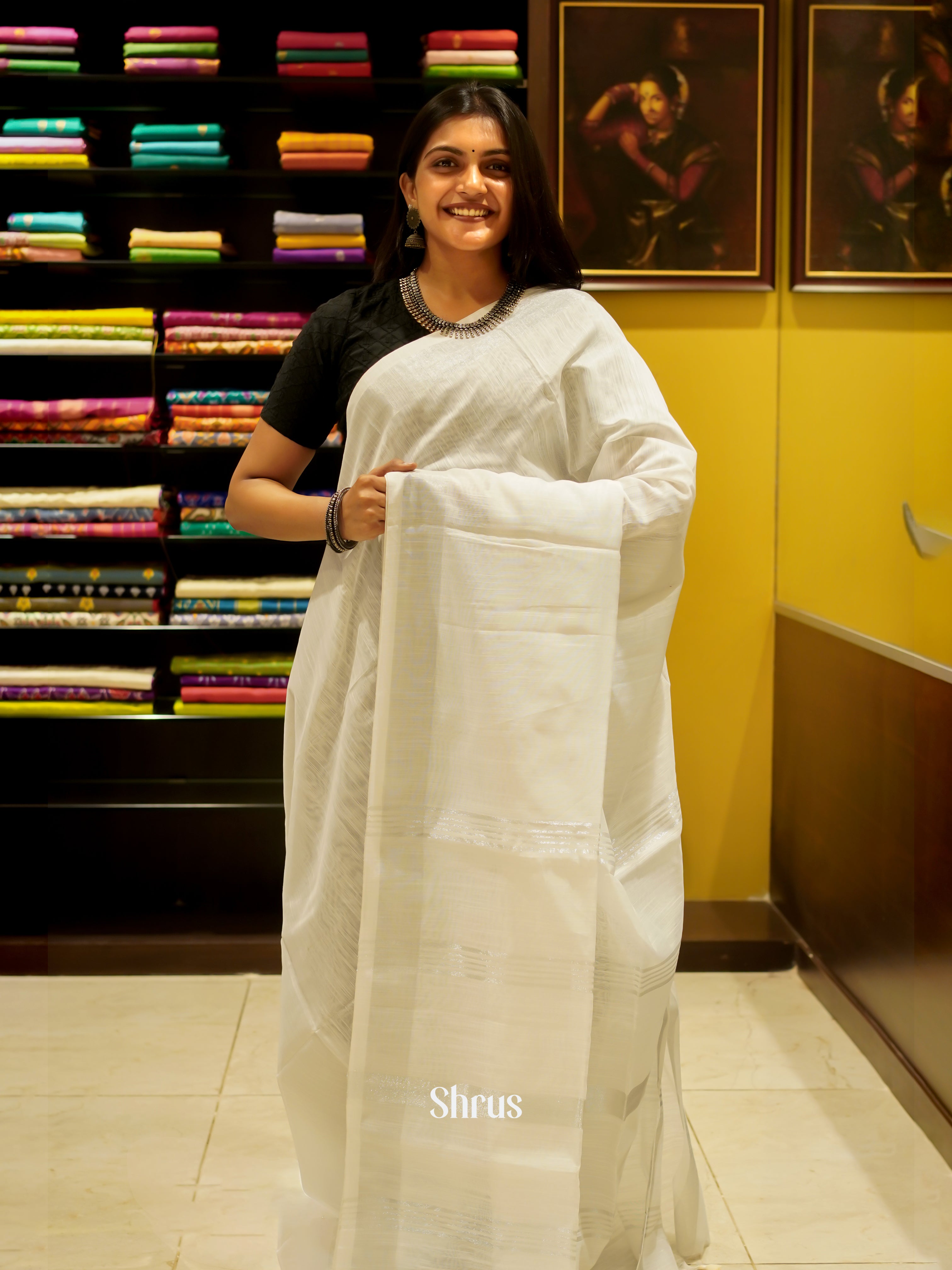 Cream - Bengal cotton Saree - Shop on ShrusEternity.com